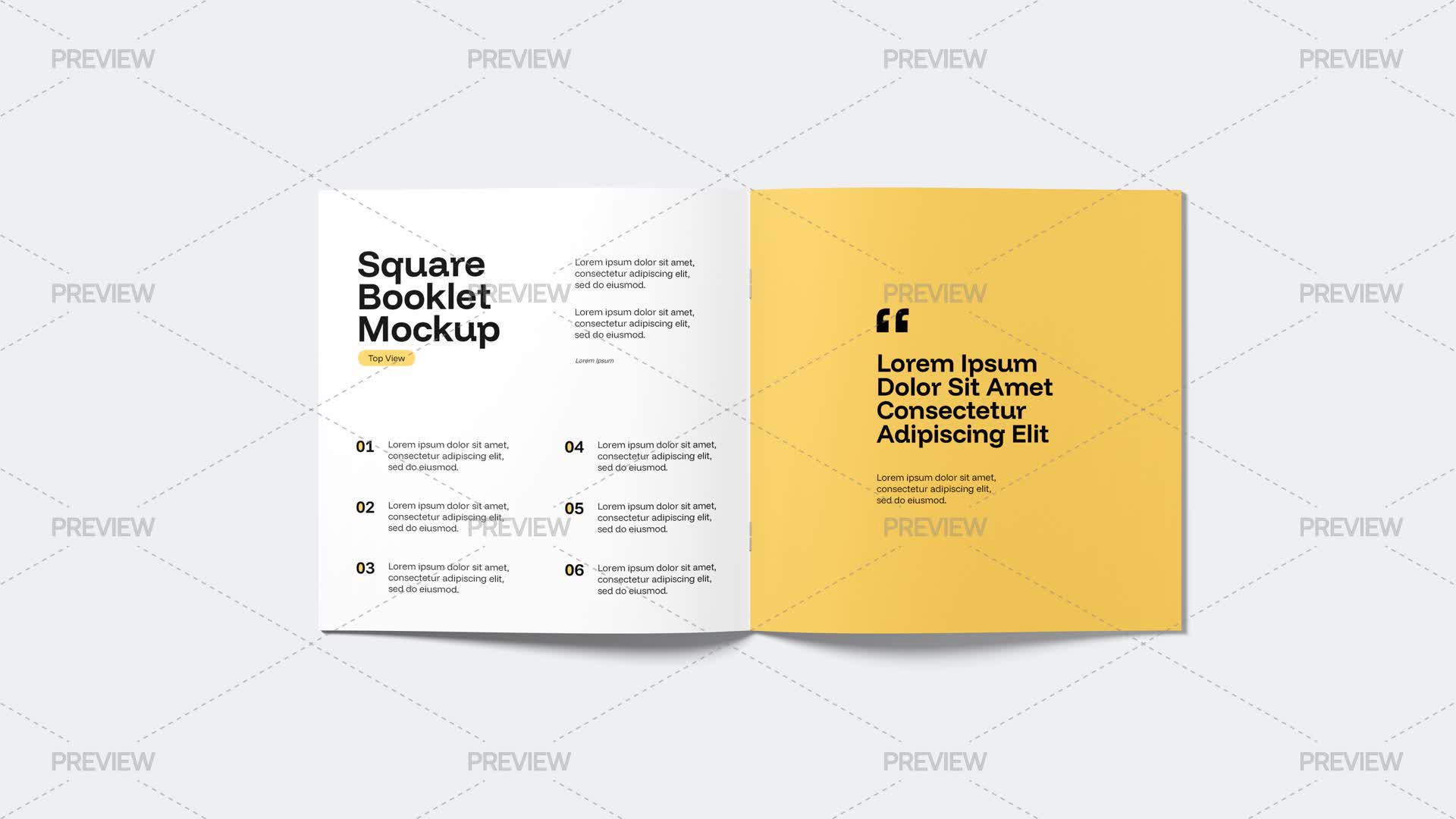 Booklet Examples Inside Square Booklet Inside Mockup Top View - Graphics | Motion Array