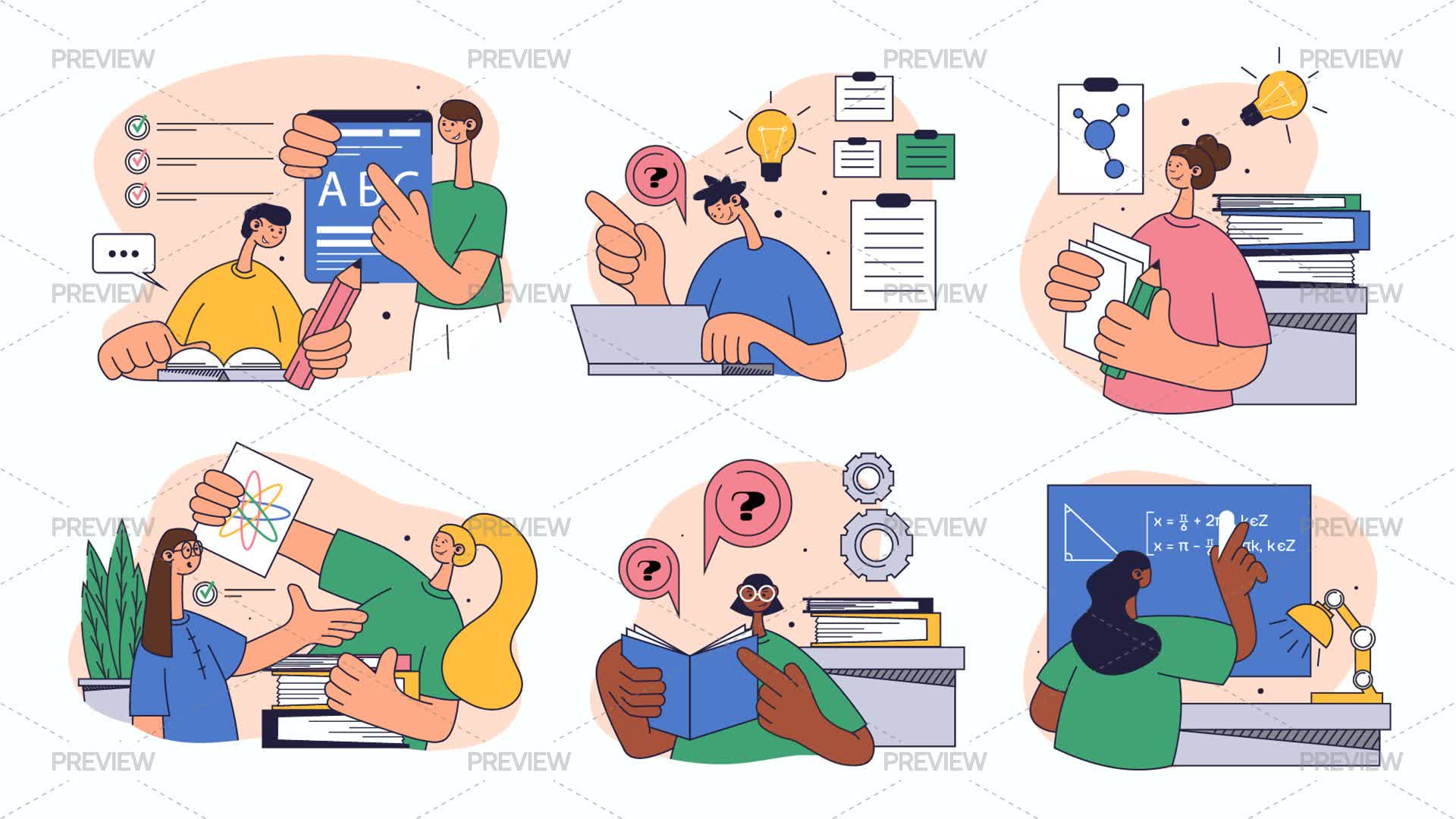 School Learning Concept Illustrations by alexdndz - Graphics | Motion Array