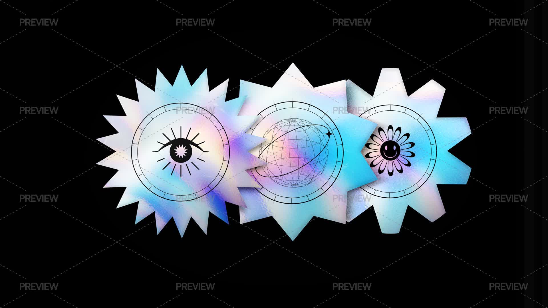 Overlapping Starburst Holo Trio - Graphics | Motion Array