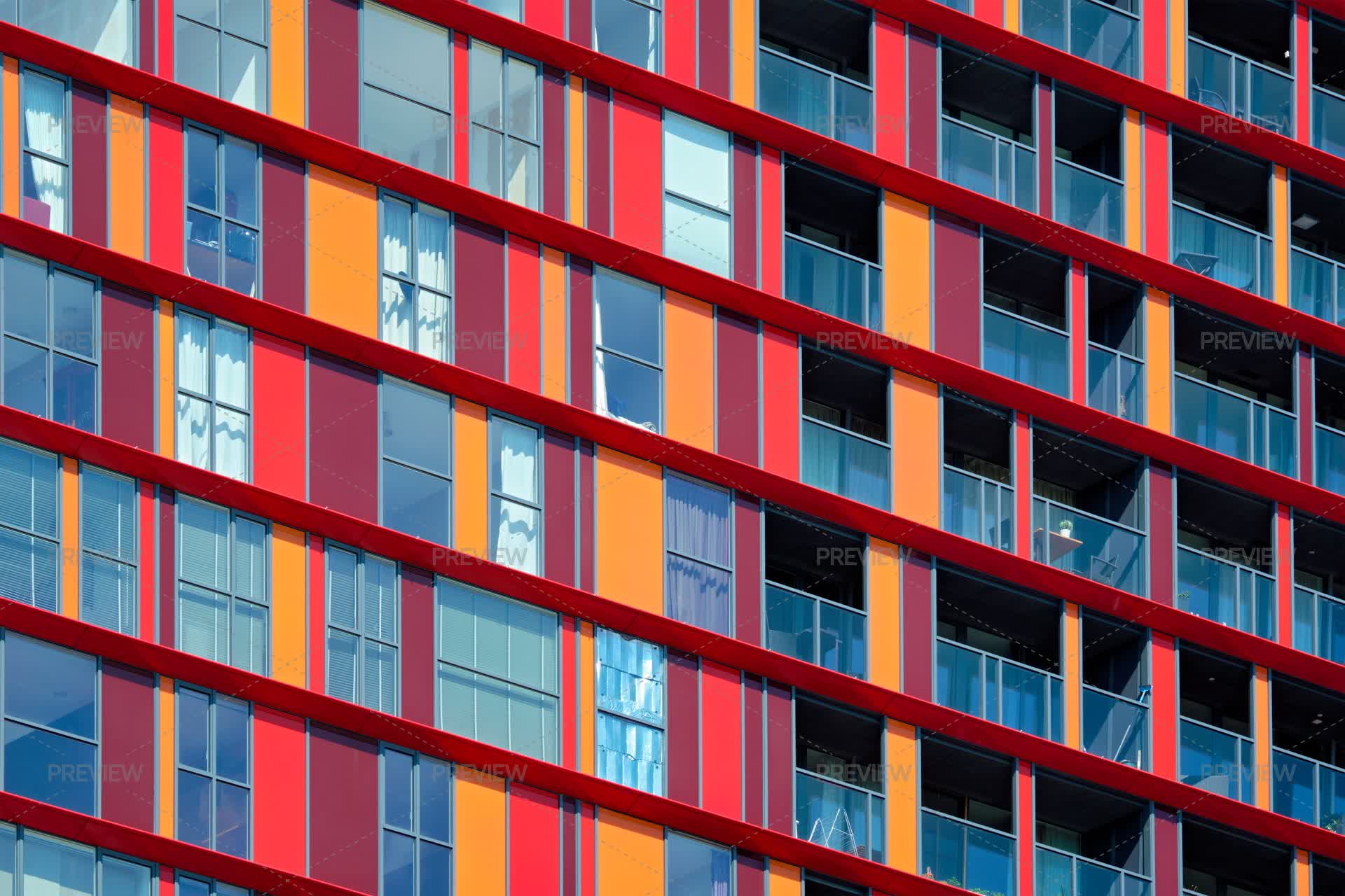 Modern Residential Building Facade With Windows And Balconies ...