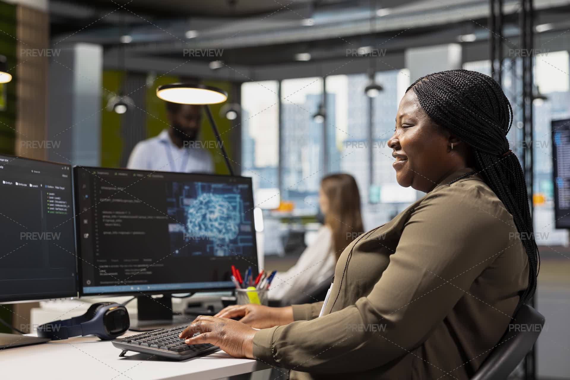 Jolly Programmer At Work Training Machine Learning Models - Stock ...