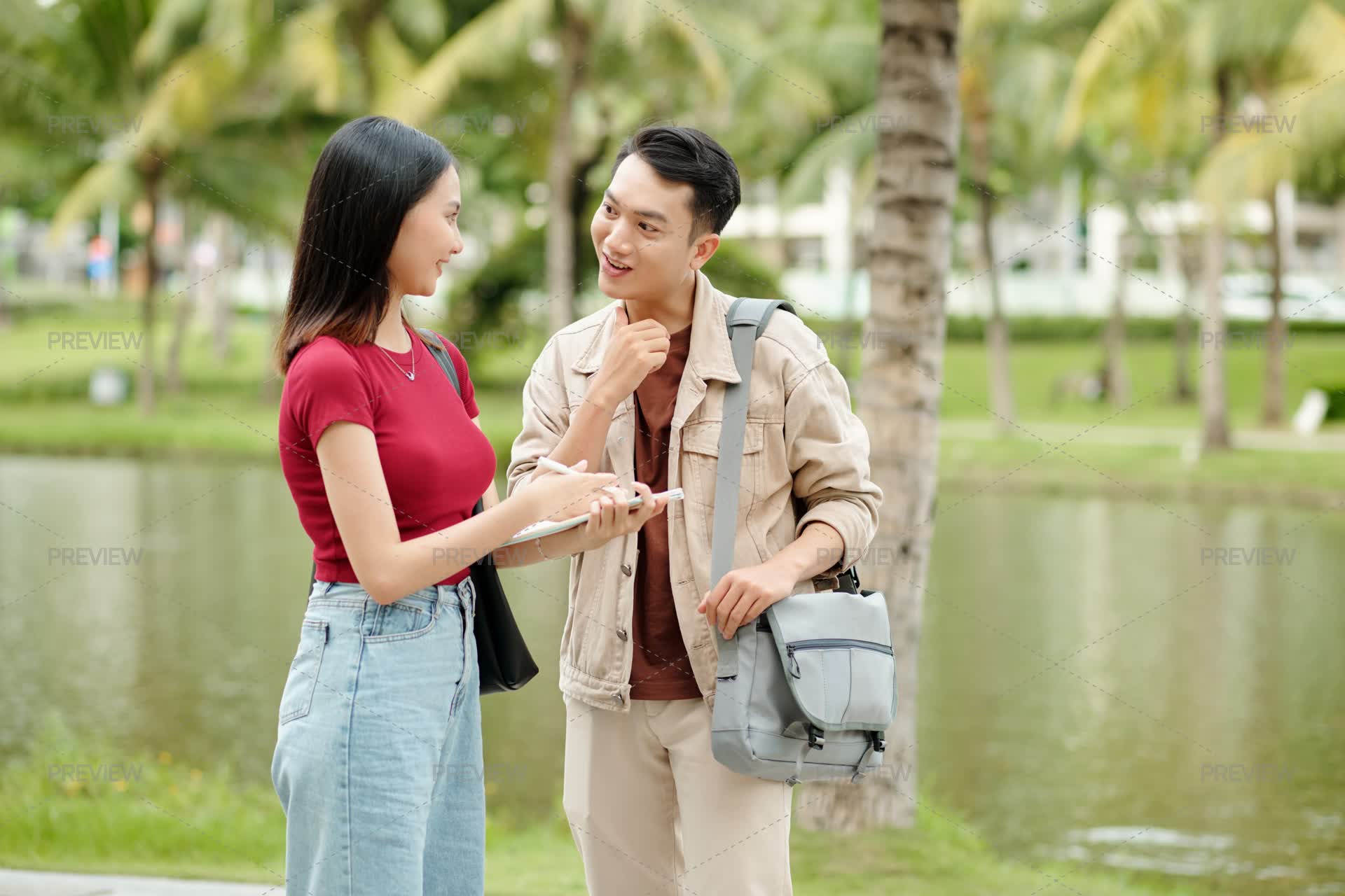 Student Date College Student Asking A Teen Girl For A Date While Standing On Campus ...