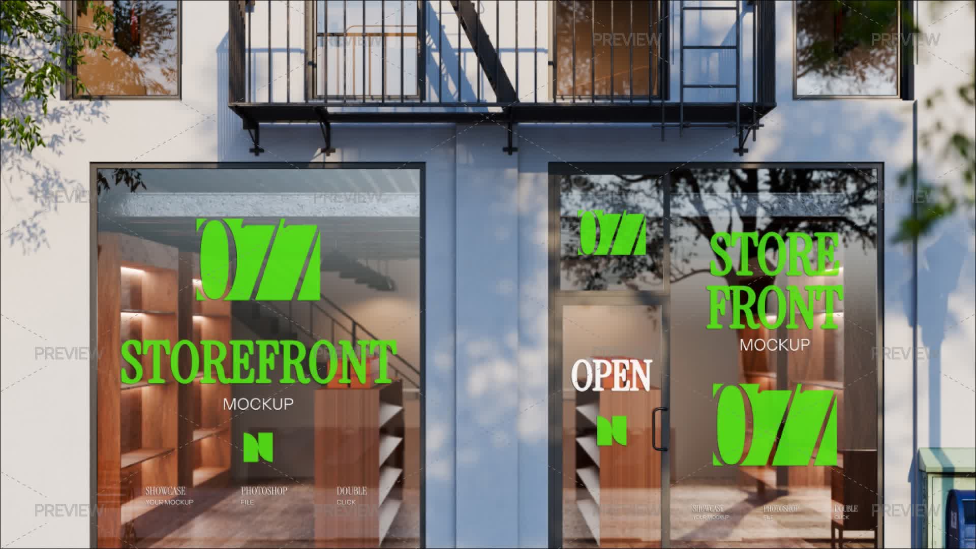 High Resolution Storefront Sign Storefront Hanging Sign Mockup by Pitstud - Graphics | Motion Array