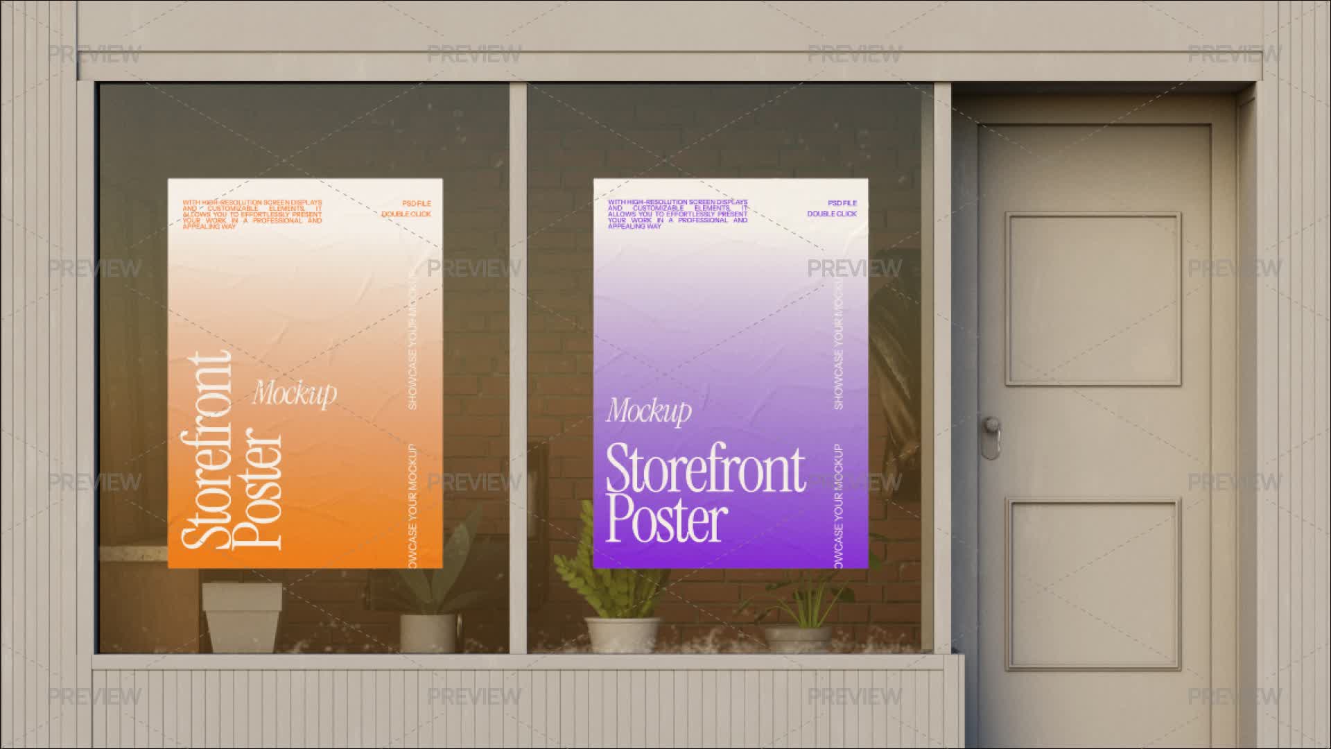 Window Poster Layout Window Posters Mockup by Pitstud - Graphics | Motion Array