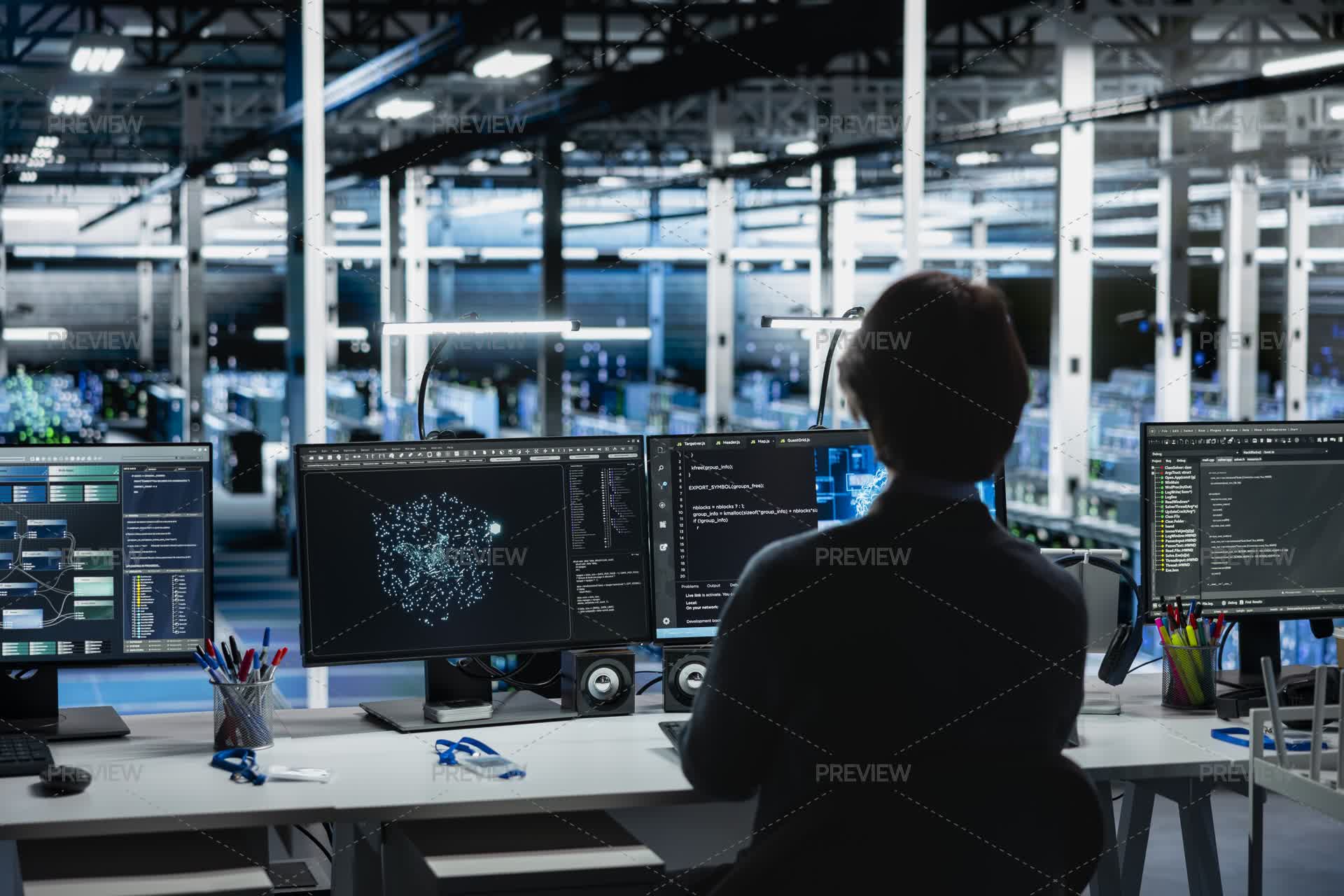 Engineer Monitoring AI LLM Visualization In Data Center by DCStudio ...