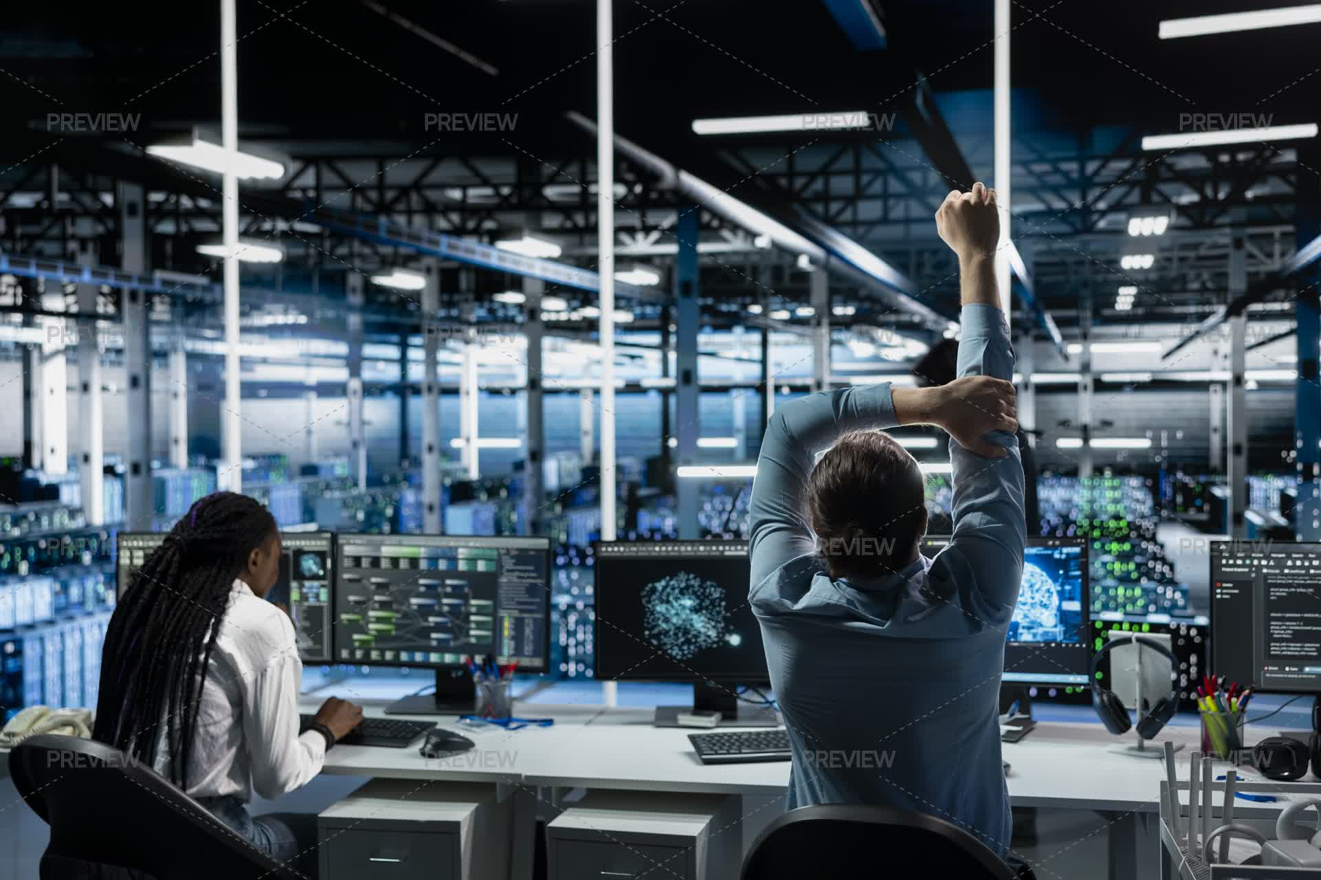 Data Center Computer Scientist Relaxing Joints To Combat Sedentary ...