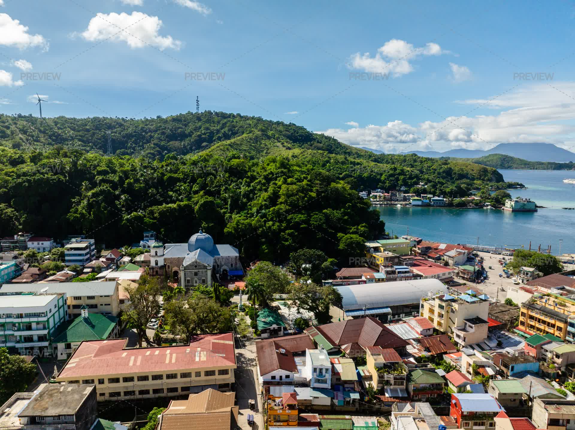 Romblon City With Houses And Buildings, City Near The Coast. Romblon ...