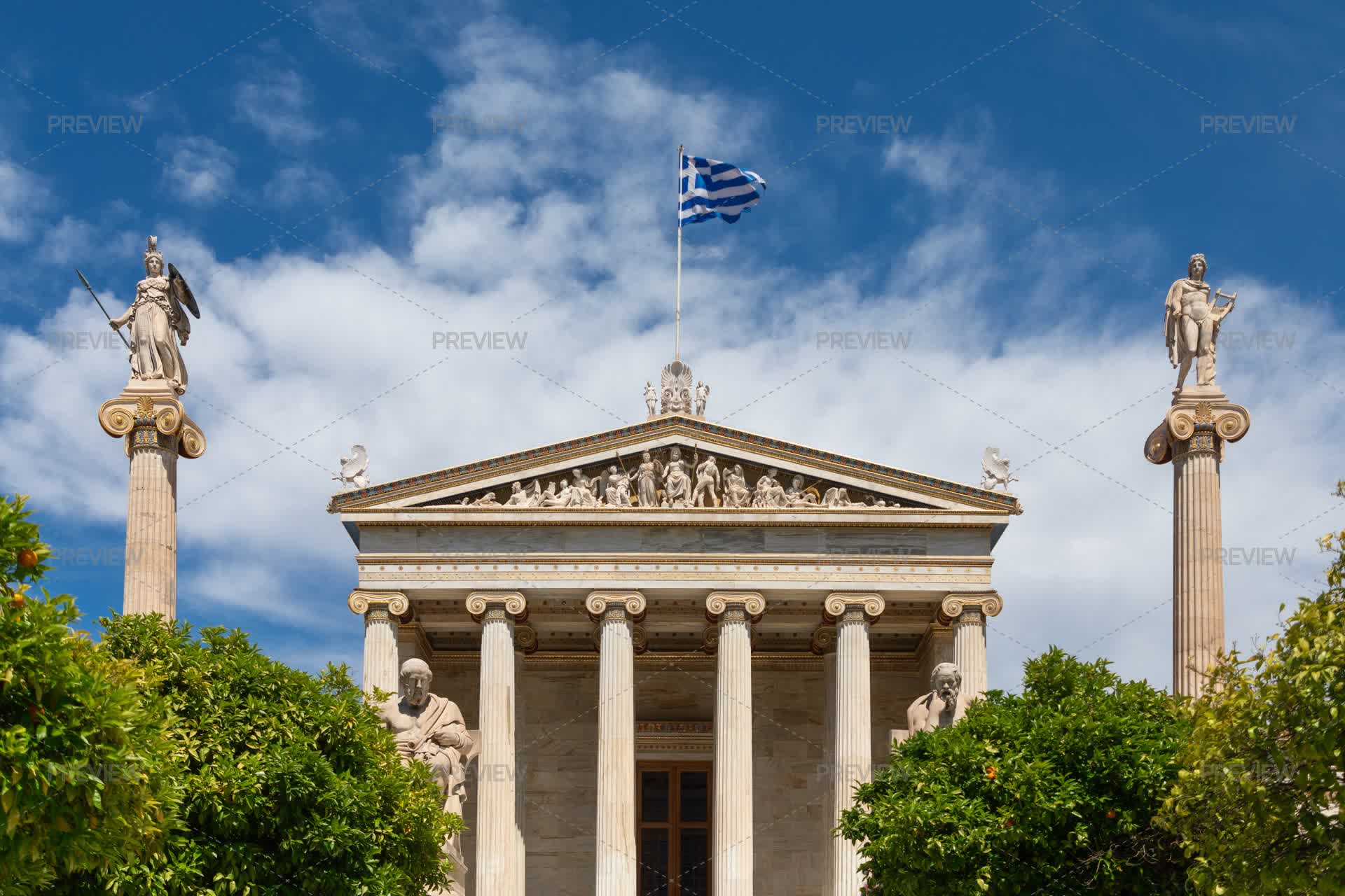 The Columns Of Greek Academy Of Sciences, Athens - Stock Photos ...