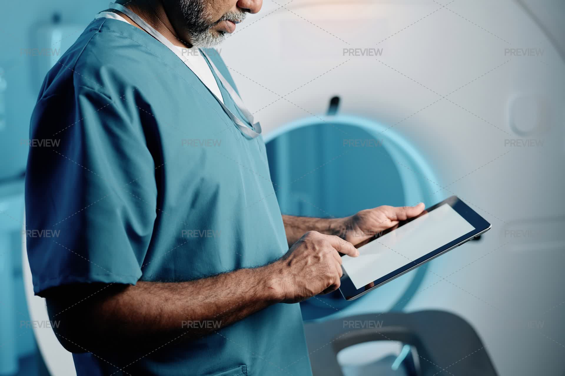 Setting Mri Radiologist Setting MRI Scanner WTablet - Stock Photos | Motion Array