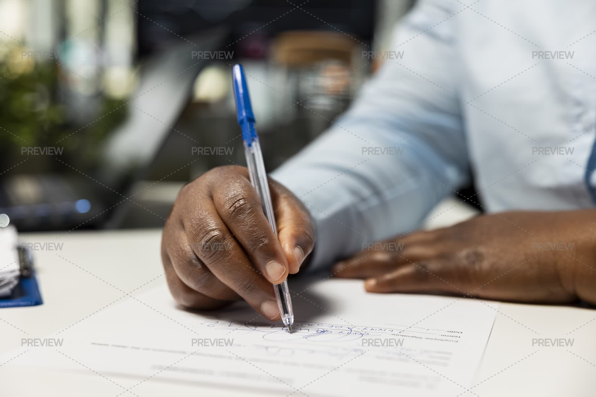 Signing Work Close-Up Of Confident Woman Signing Official Work Contract by DCStudio ...