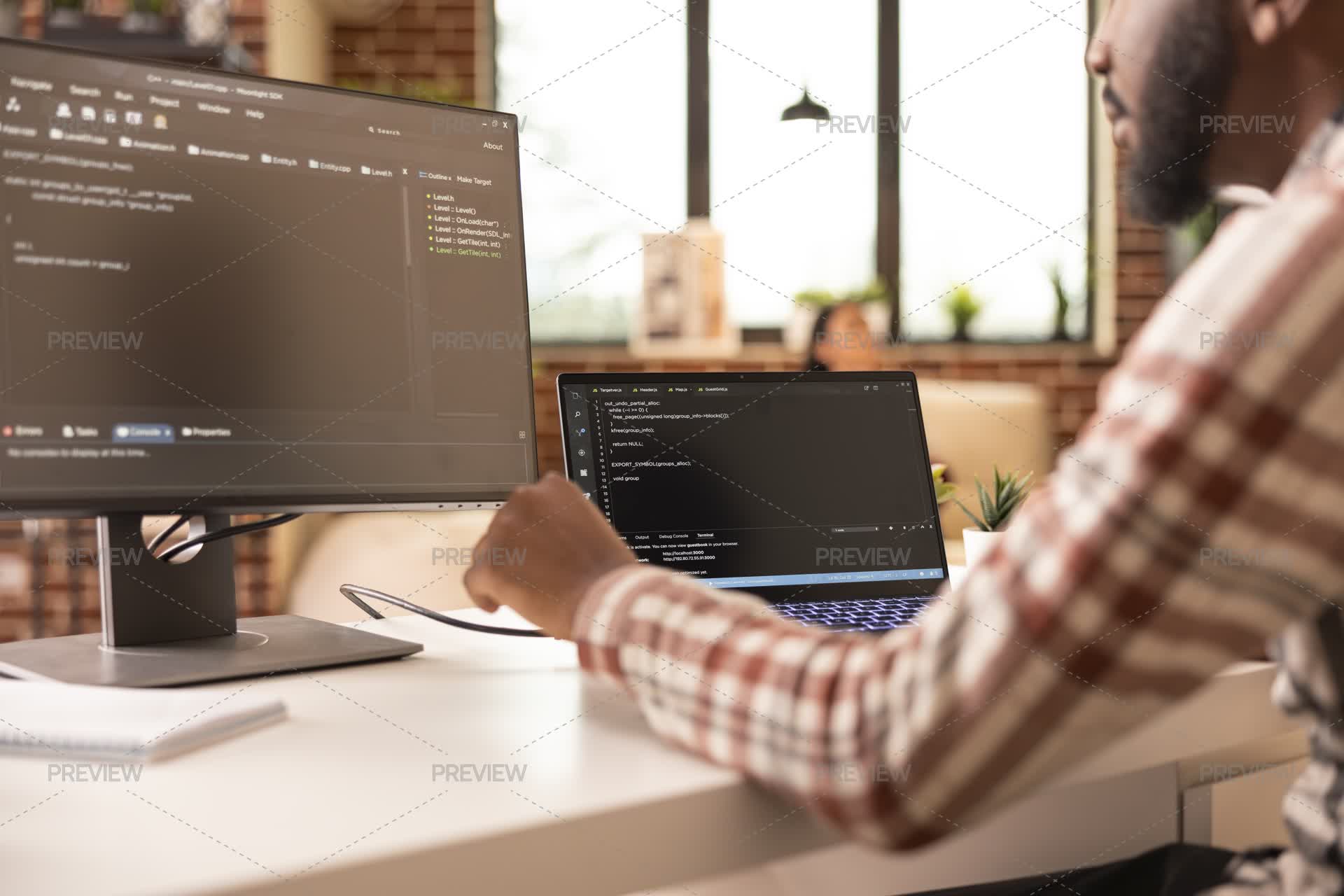 Script Tech Image Tech Freelancer Reviews Coding Scripts In Apartment by DCStudio - Stock ...