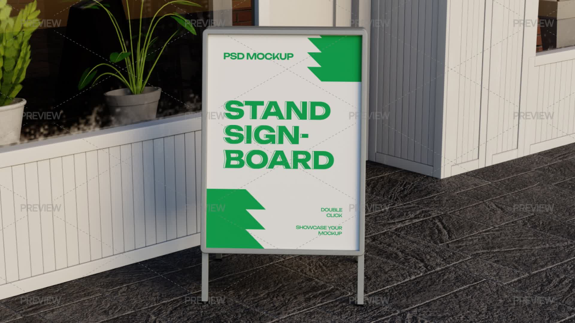 Standi Signboard Store Stand Signboard Mockup by stdgaris - Graphics | Motion Array