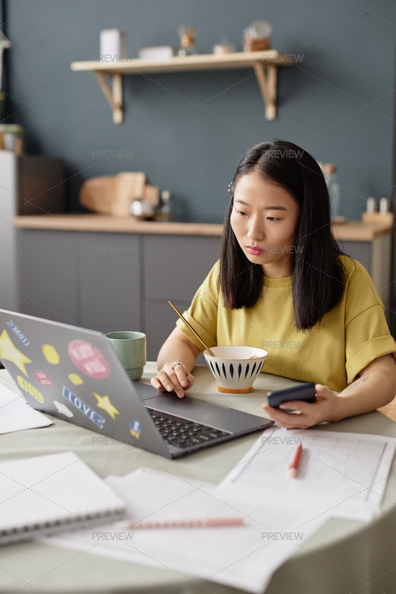 Student Get Homework Female College Student Doing Homework - Stock Photos | Motion Array