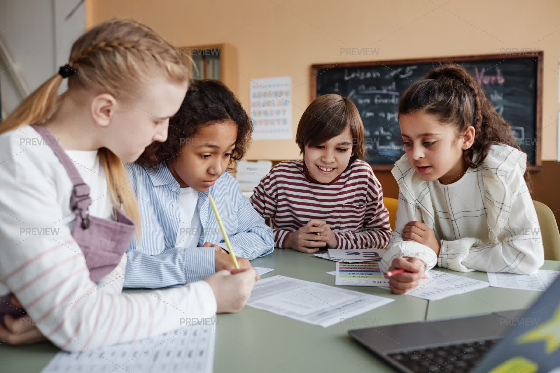 Class Task Sign Middle School Students Doing Task In Class by AnnaStills - Stock Photos ...