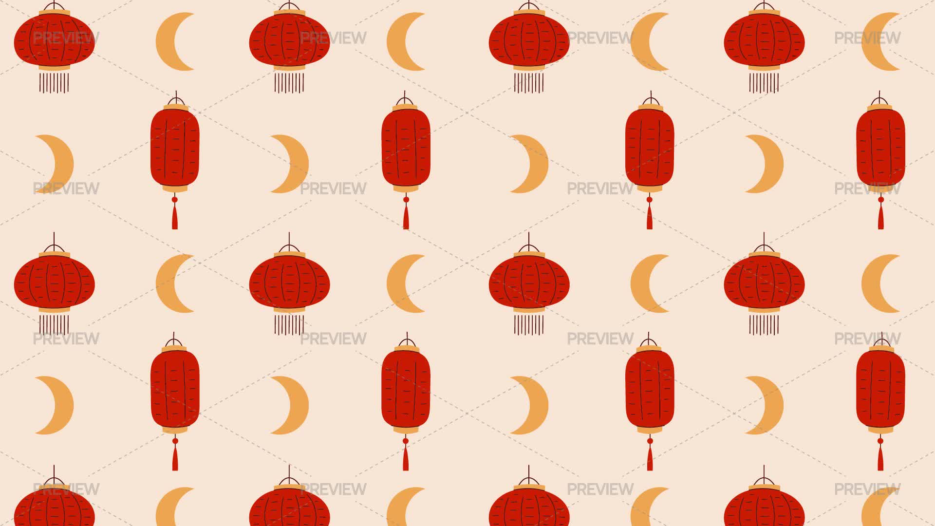 Red Lanterns Seamless Pattern by Rin Green - Graphics | Motion Array