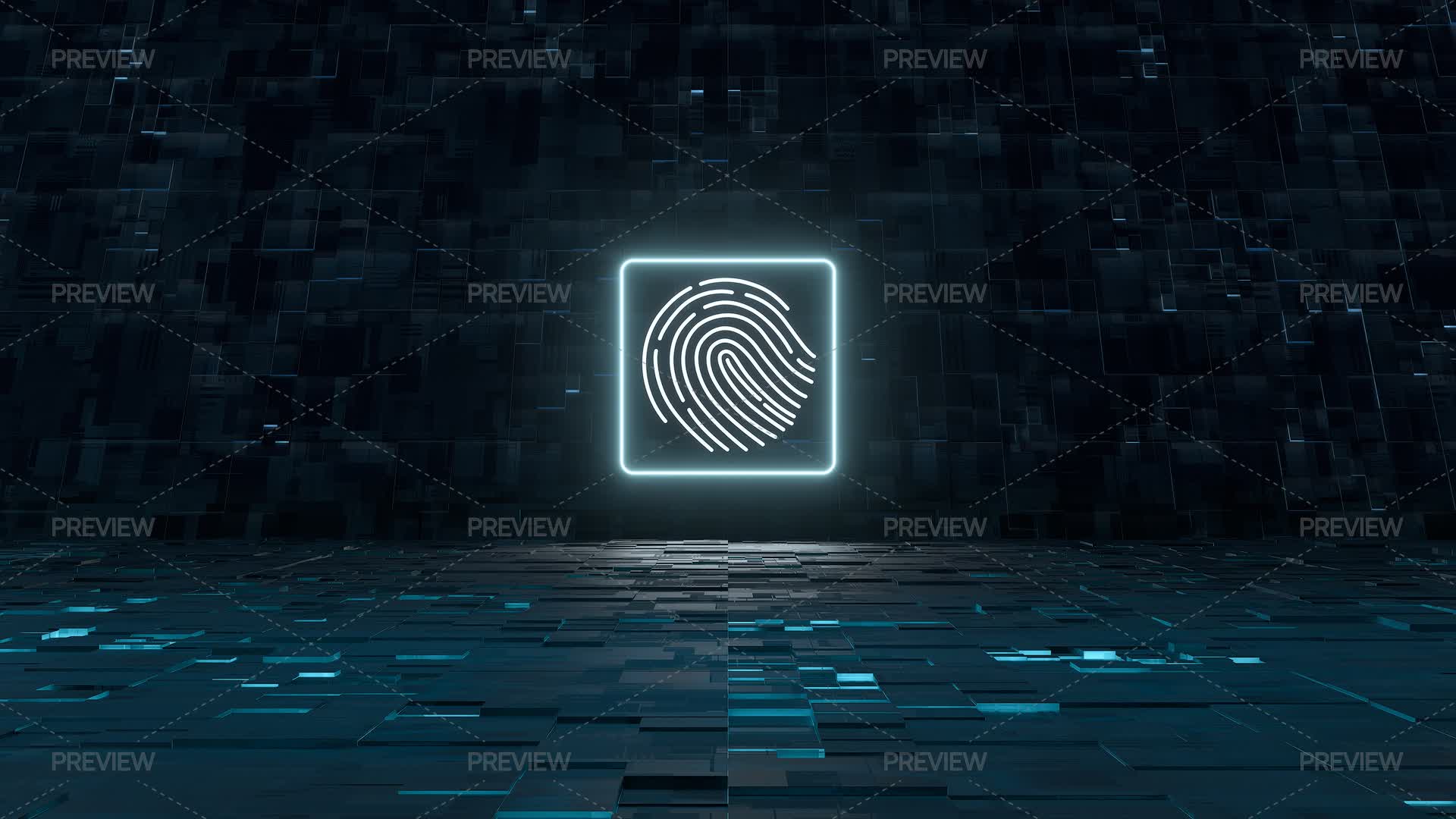 Locking Gfx Glowing Fingerprint Lock - Graphics | Motion Array