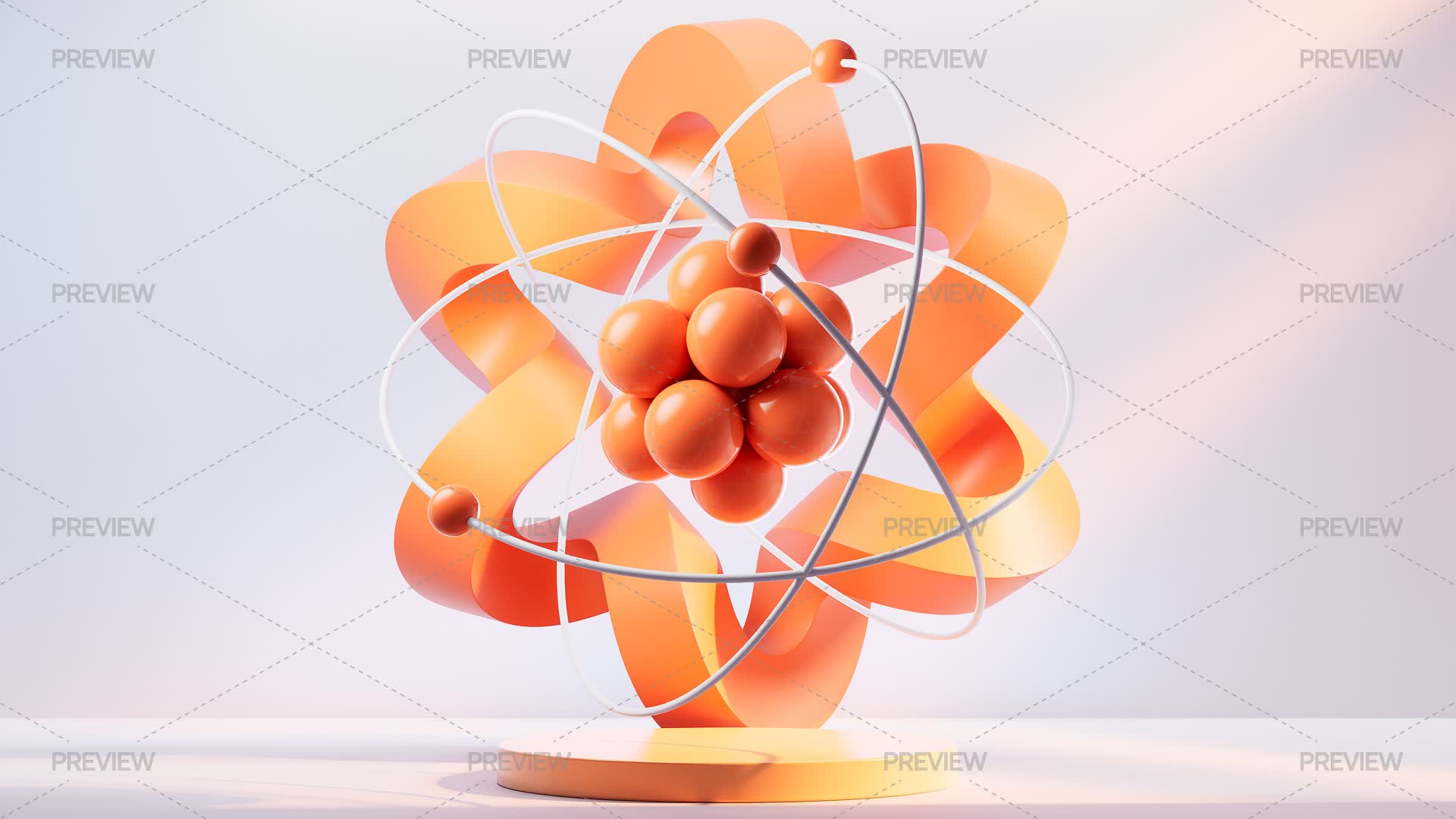 Atom Frame Physics Atom With Orange Curve Frame Background - Graphics | Motion Array