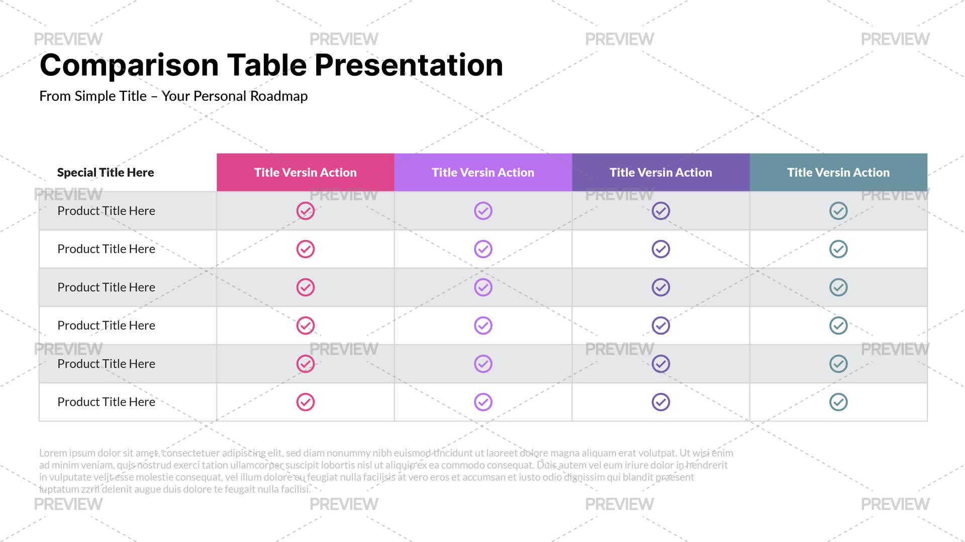 Comparison Table Presentation Template - Graphics | Motion Array
