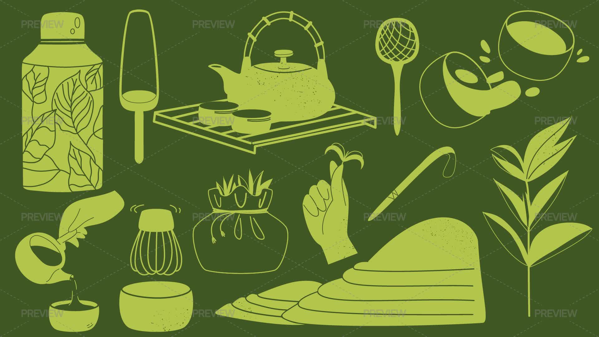 Matcha Tea Elements - Graphics | Motion Array