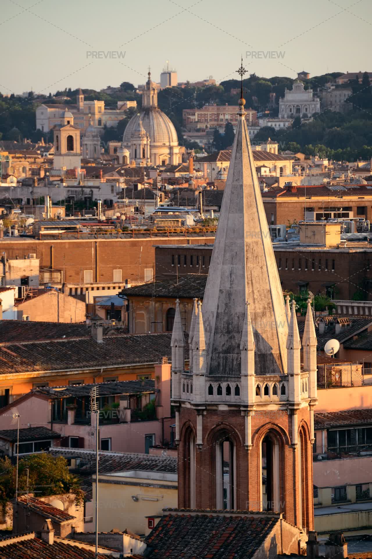 Antique Rome Top View Rome Rooftop View With Ancient Architecture In Italy - Stock Photos ...