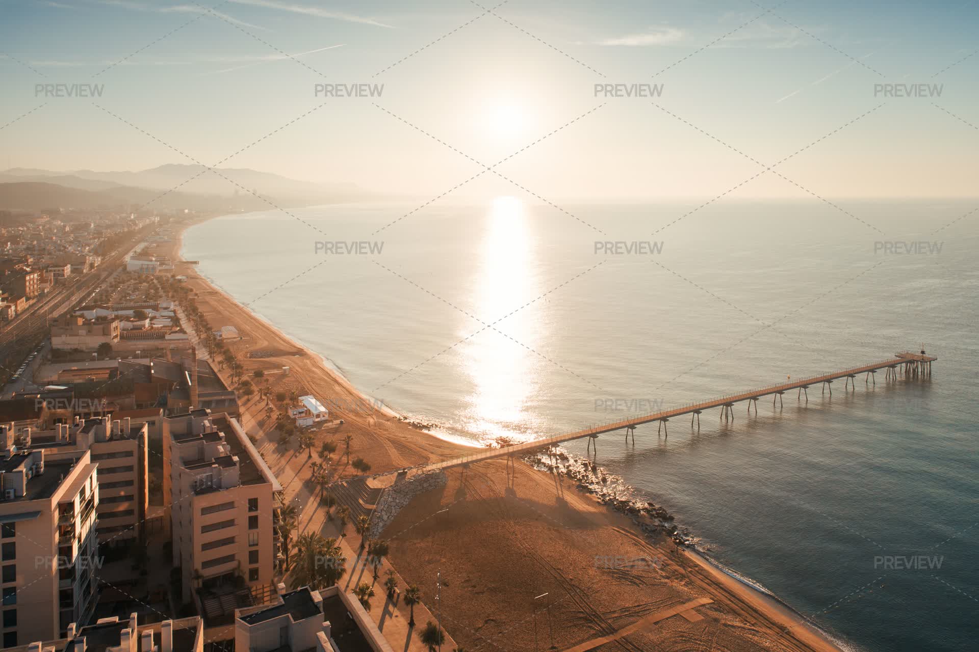 Petroleum Bridge Aerial View Sunrise - Stock Photos | Motion Array