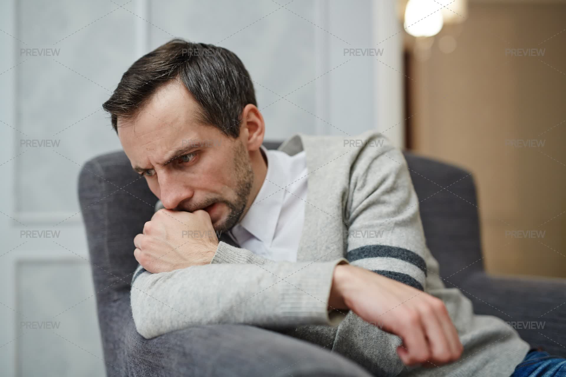 Problem Face Man Nervous Man Faced With Problem - Stock Photos | Motion Array