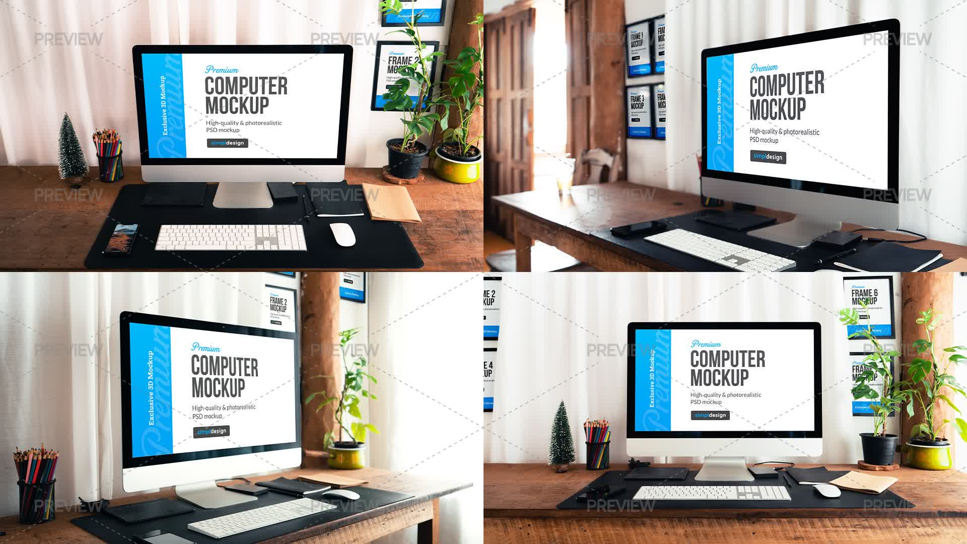 Computer Frame For Slide Computer And Frame Mockups by UnicDesign - Graphics | Motion Array