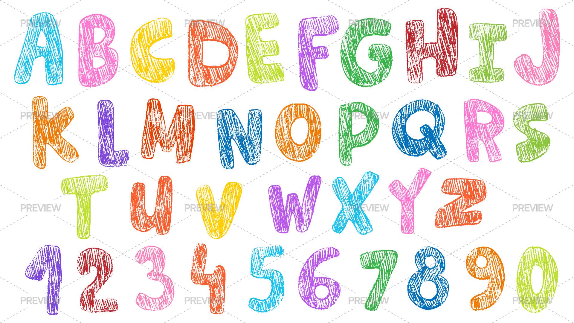 Crayon Array Colorful Crayon Alphabet - Graphics | Motion Array