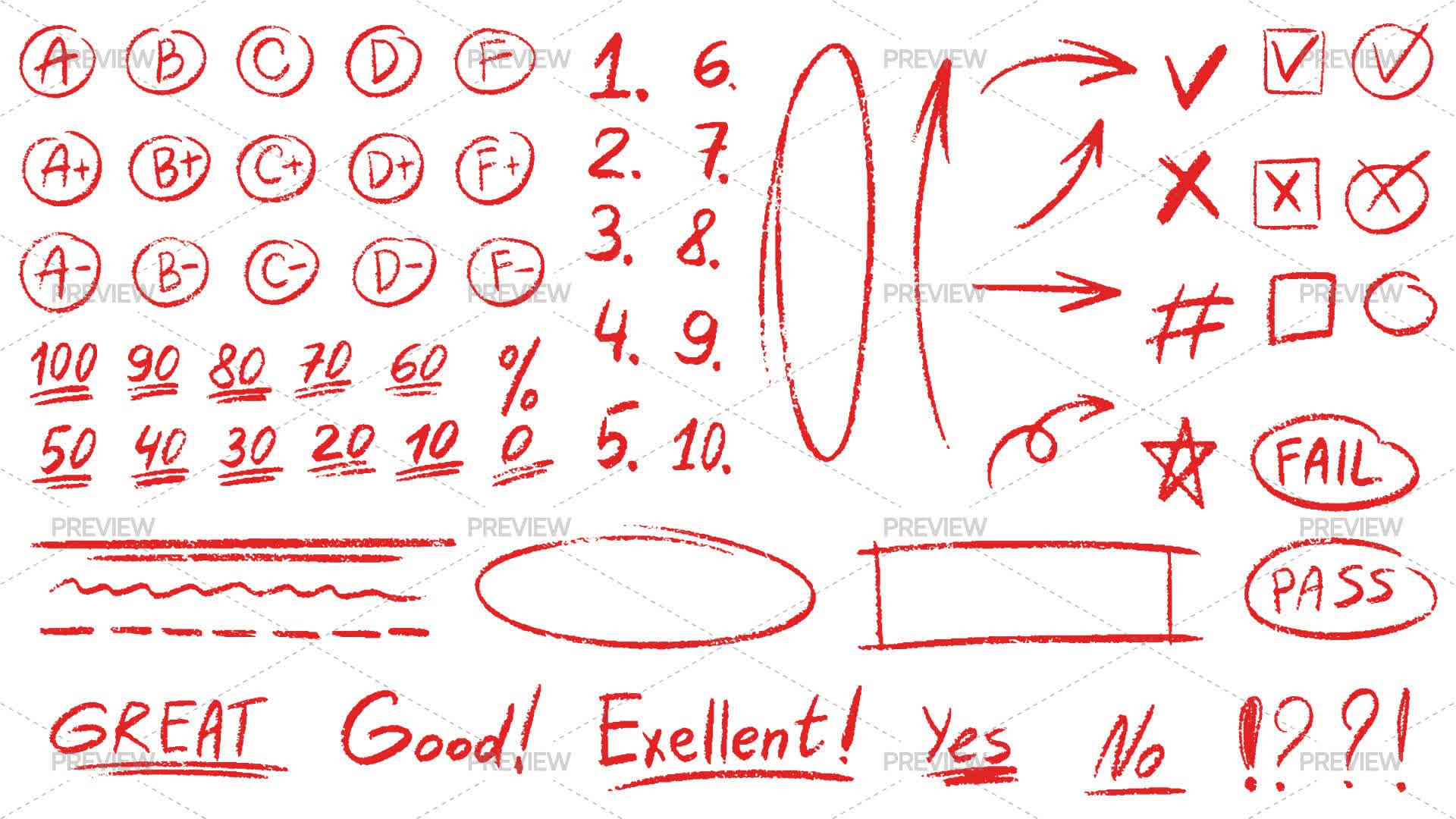 Grading Inspection Graphics School Grading Marks - Graphics | Motion Array