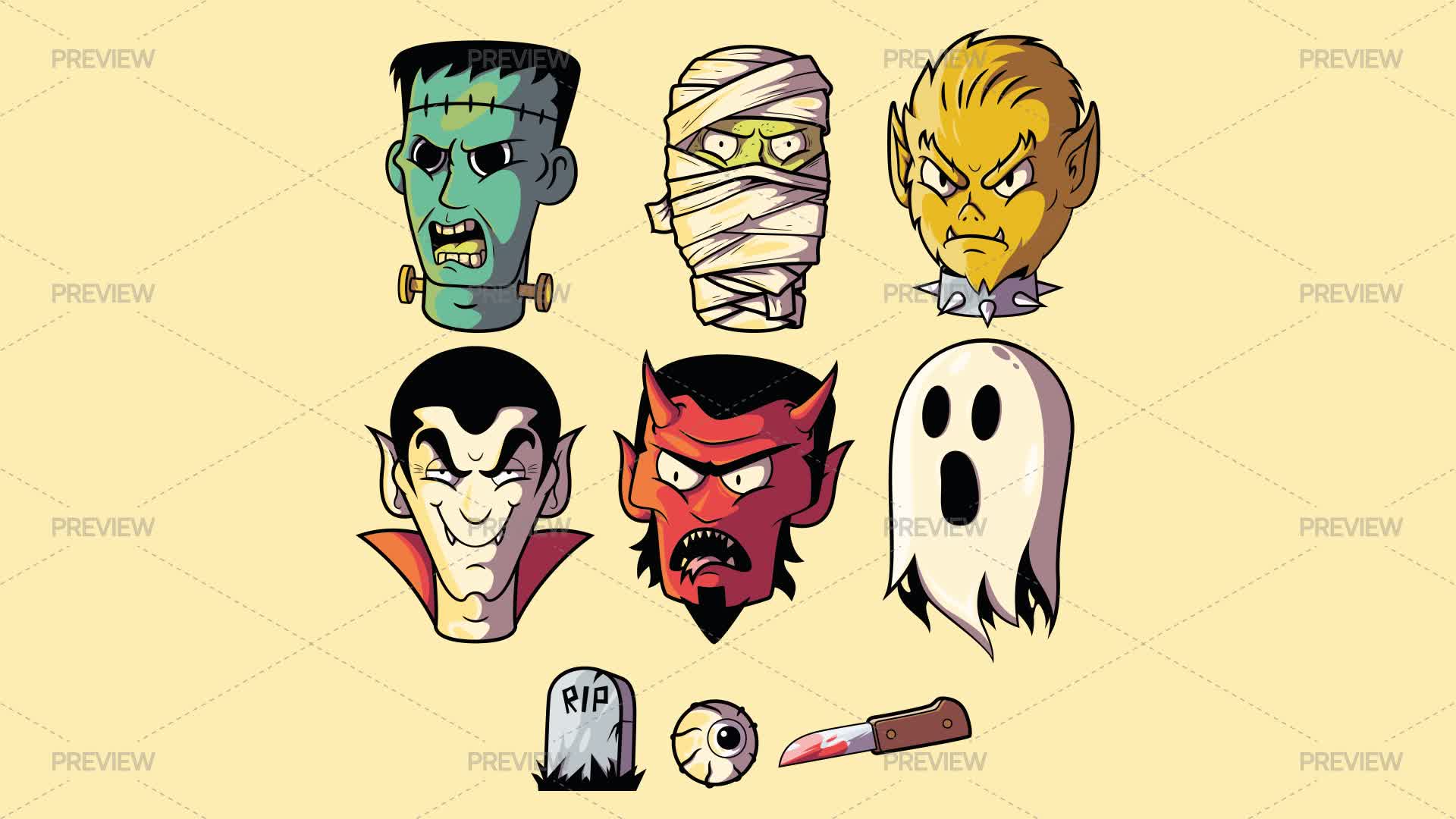 Halloween Monster Characters - Graphics | Motion Array