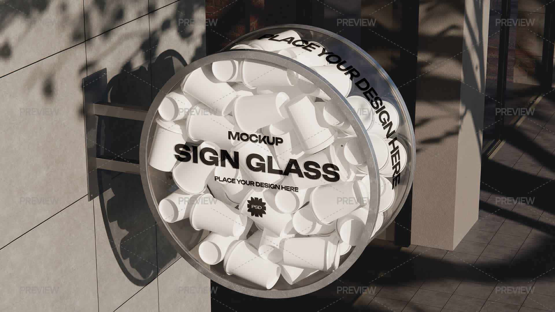 Rounded Glass Signage Mockup - Graphics | Motion Array