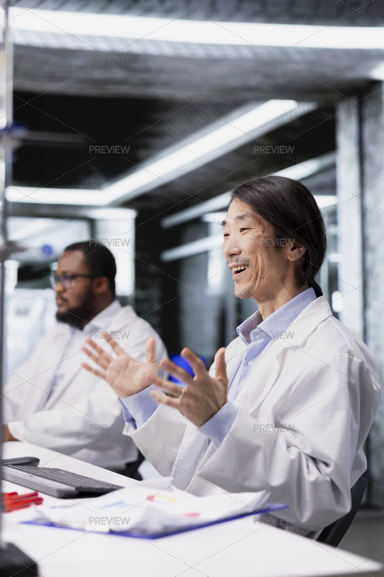 Lab Test Happy Happy Laboratory Scientist Delighted After Curing Genetic Markers ...