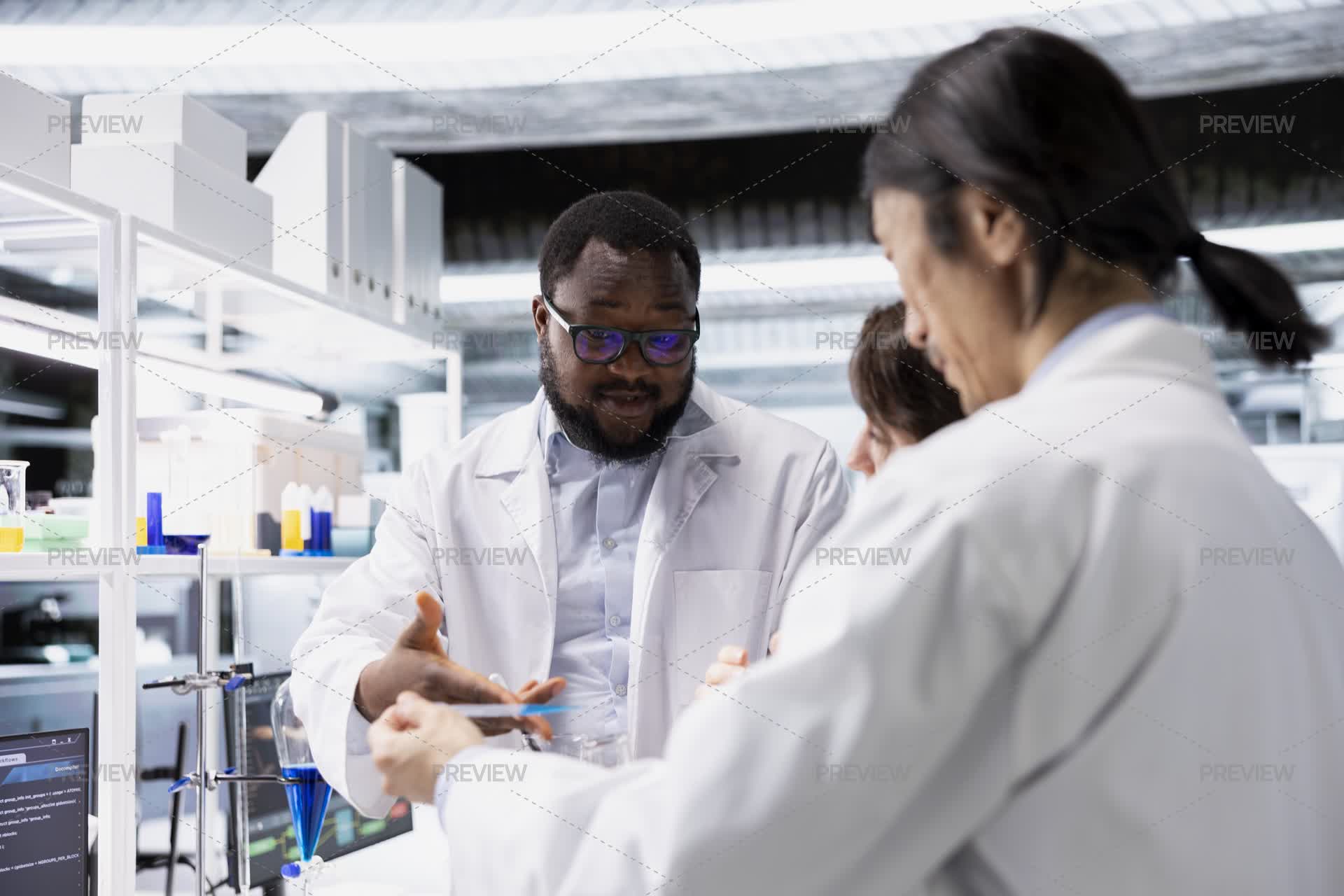 Experts Lab Characters Team Of Lab Experts Working Together, Doing Genetics Study by DCStudio ...