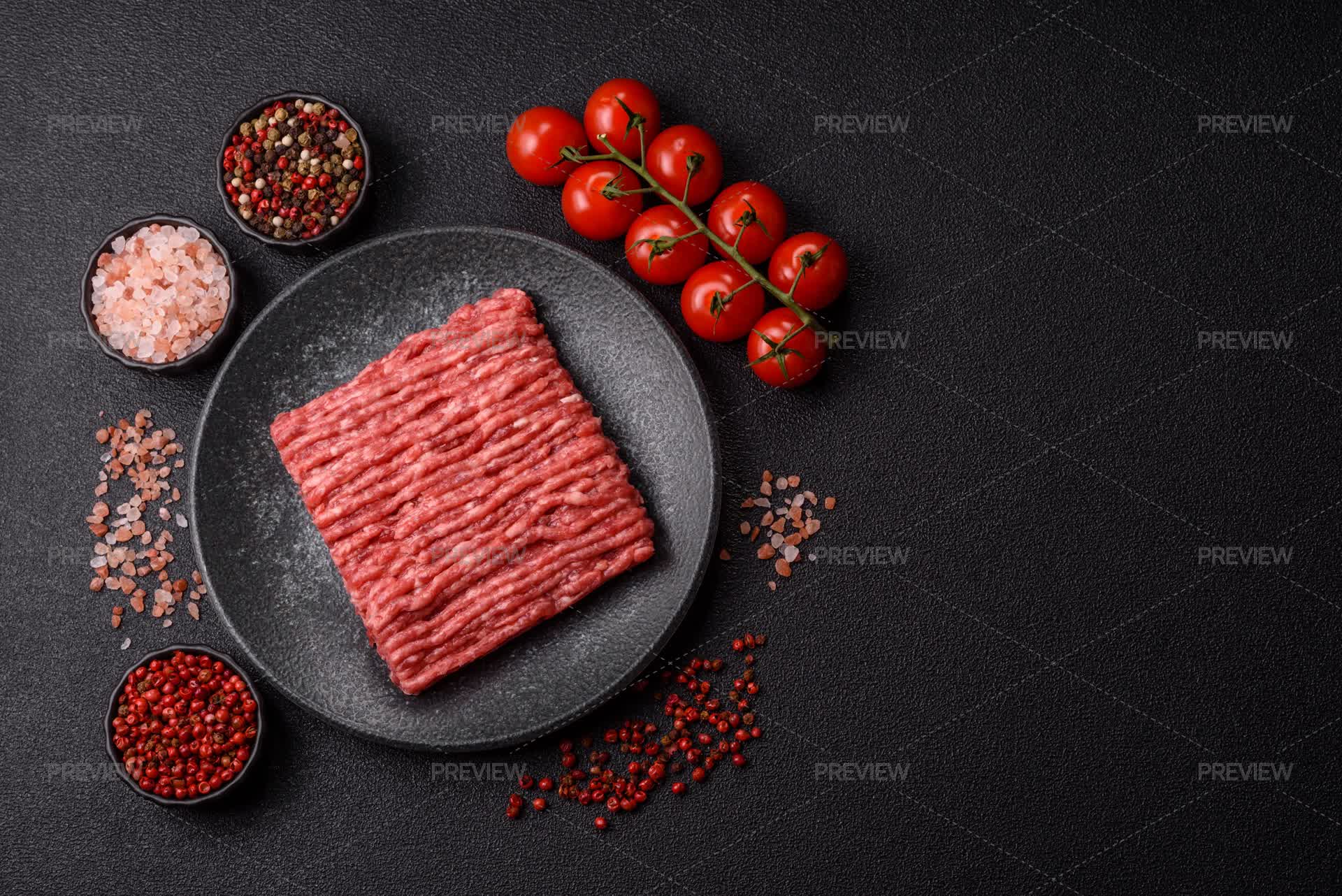 Raw Minced Beef Or Pork, Ground Meat For Burgers by Tane4ka - Stock ...