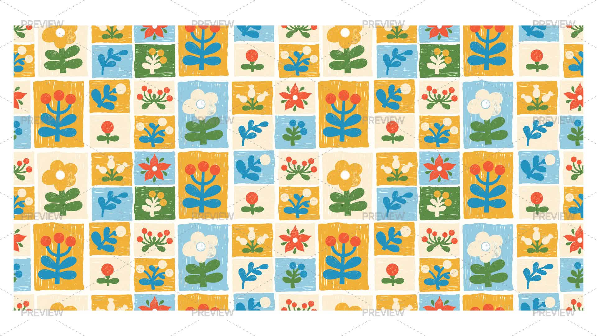 Crayon Floral Pattern - Graphics | Motion Array