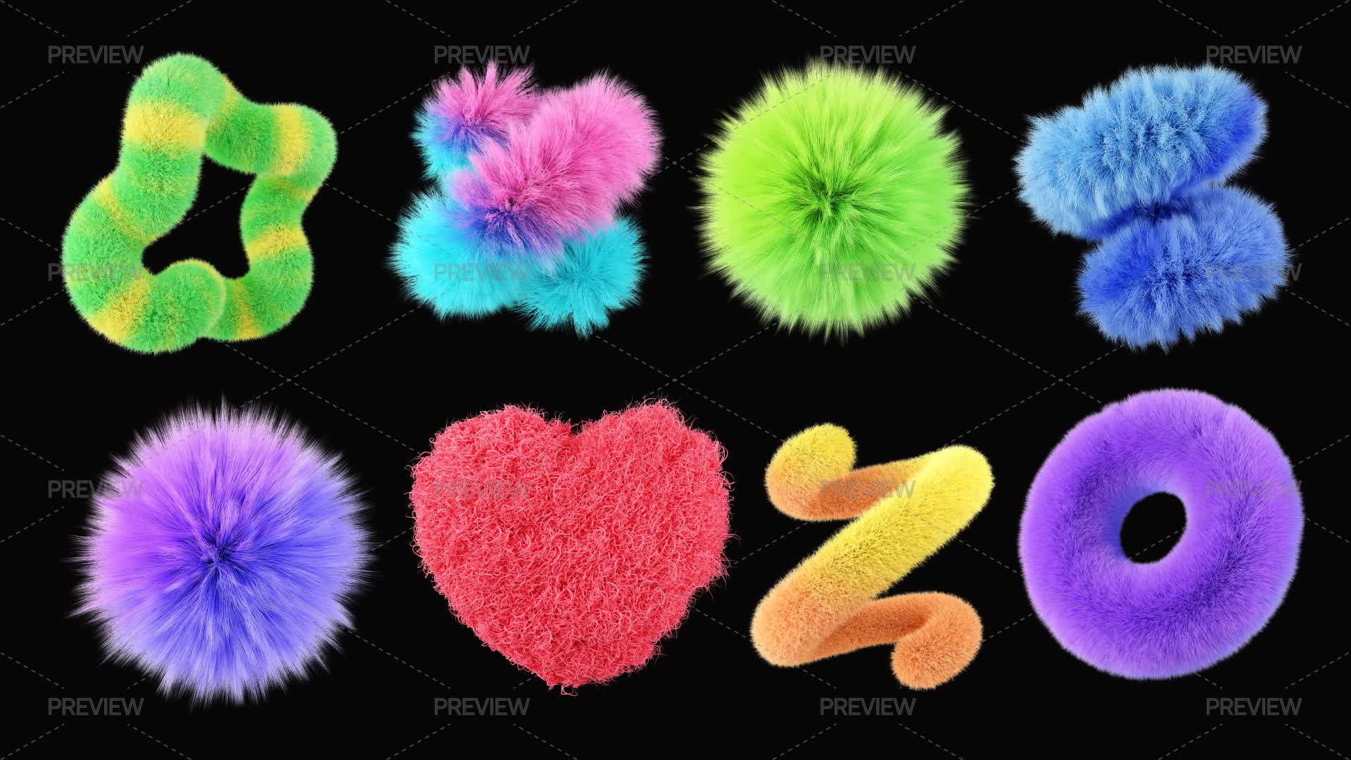 Fuzz Graphics Colorful Fuzzy Shapes by Larysa Zabrotskaya - Graphics | Motion Array