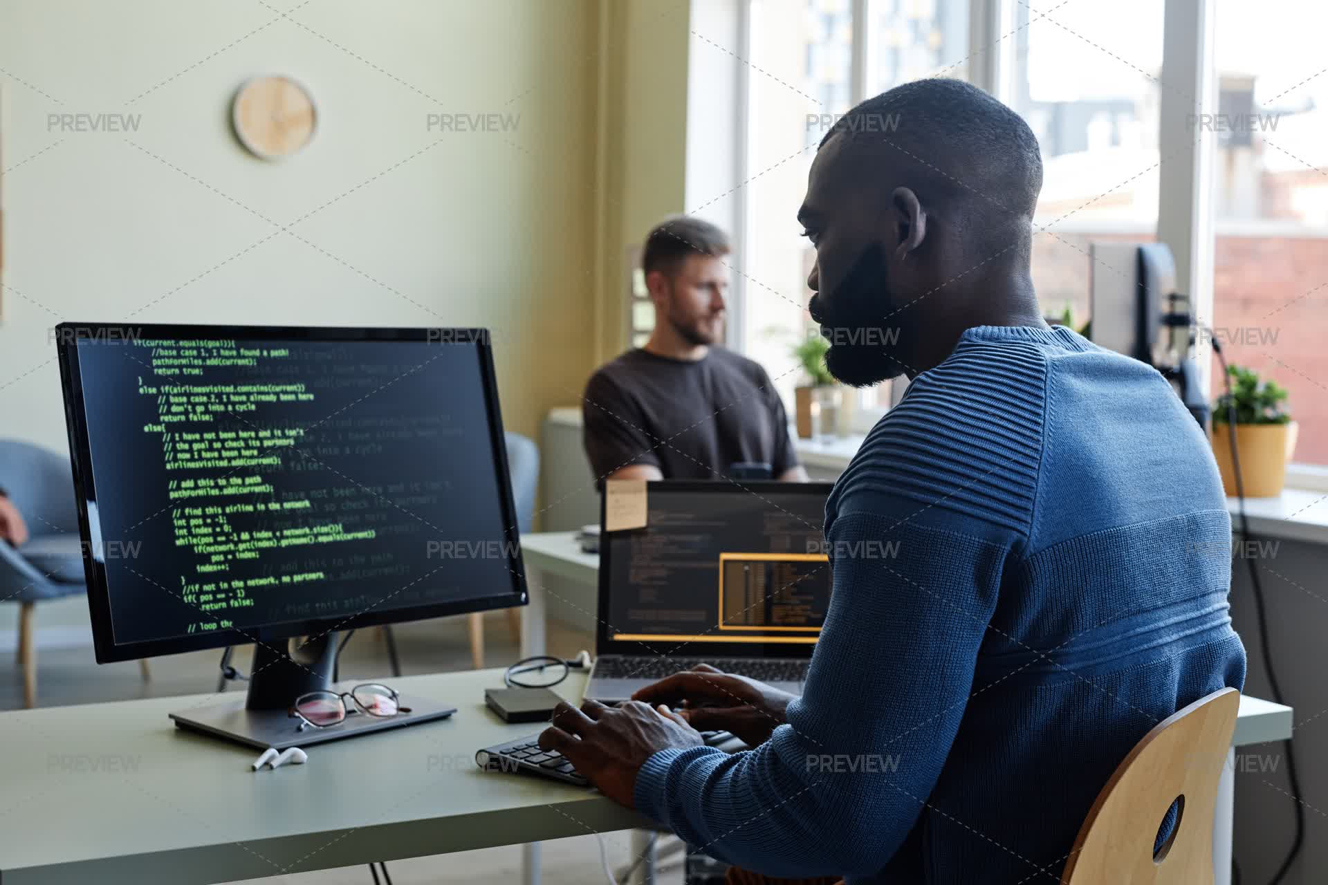Man Writing Code On Computer - Stock Photos | Motion Array