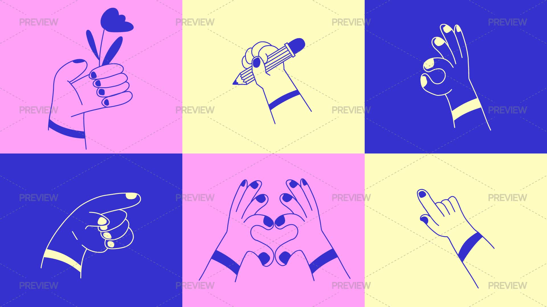 Motion Hand Sticker Hand Gesture Stickers by Alisa Solo - Graphics | Motion Array