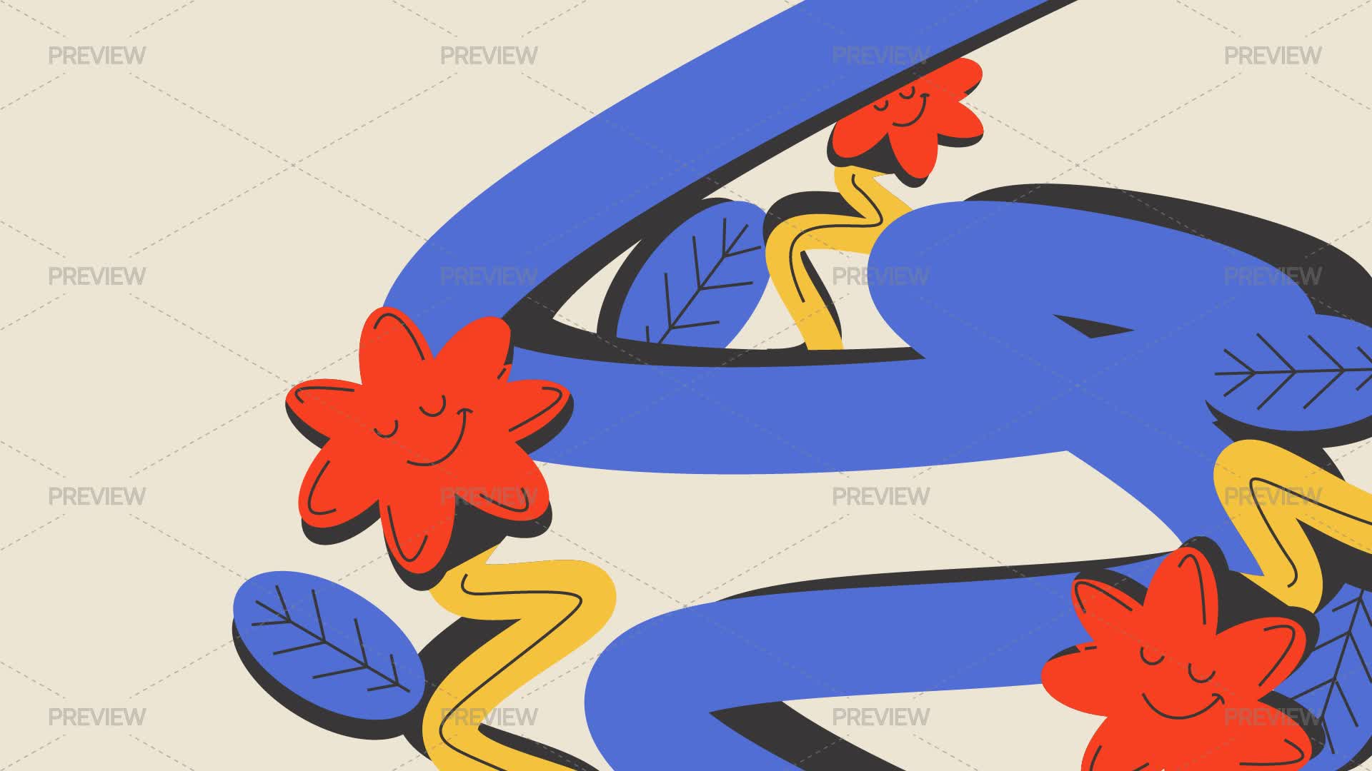 Abstract Groovy Floral Background - Graphics | Motion Array