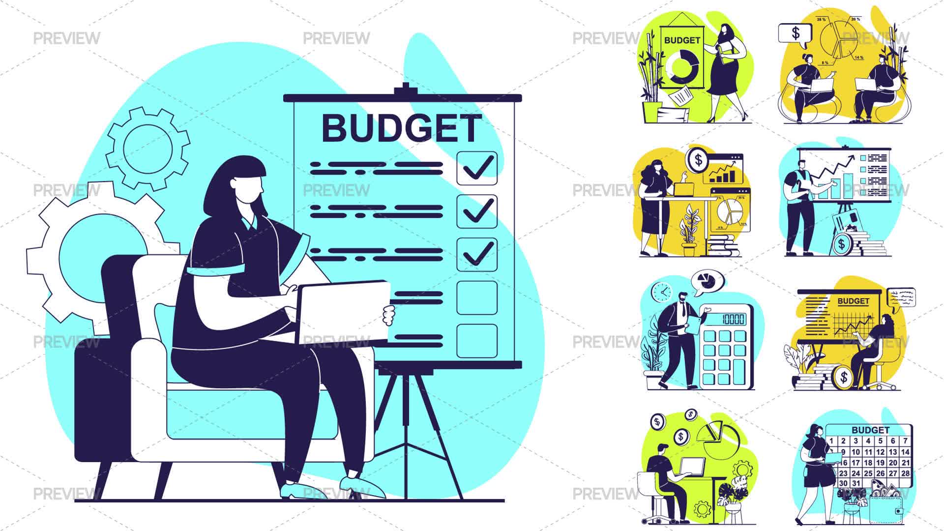 Analyzing Budget Illustrations - Graphics | Motion Array