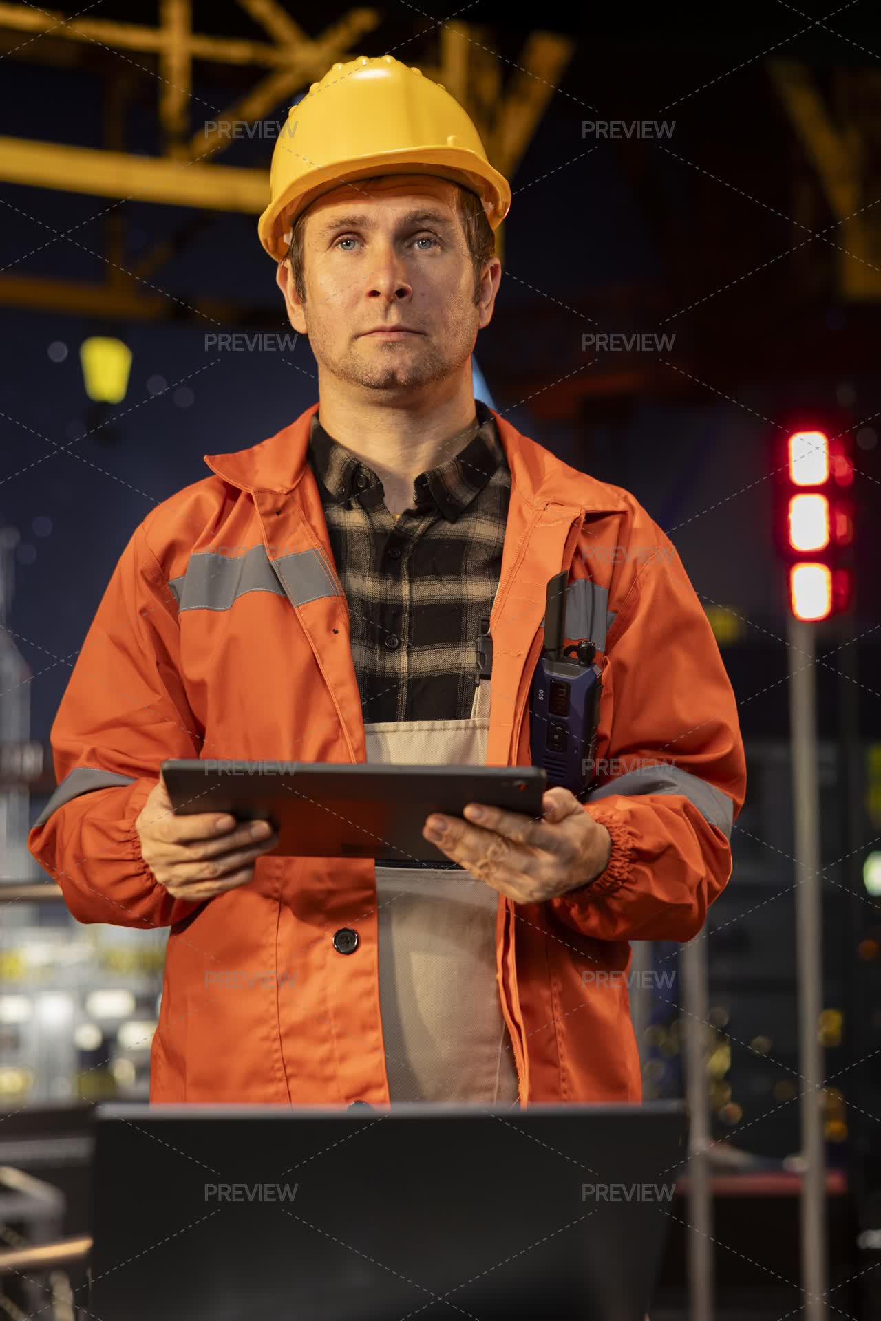 Engineer In Rig Portrait Of Engineer Working On Offshore Oil Rig Platform Late At Night ...