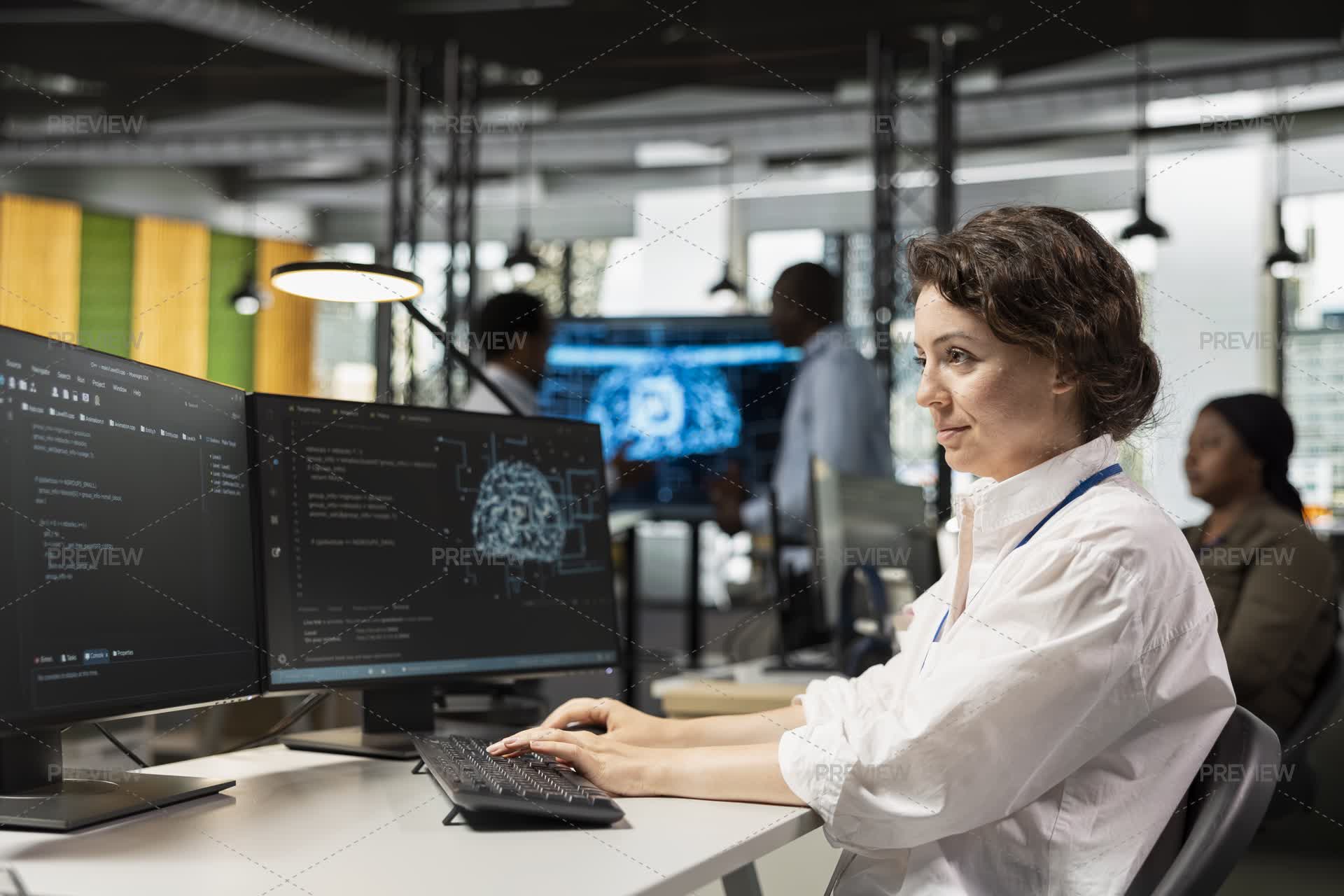 Computer Scientist Dual Code Computer Scientist In Artificial Intelligence Tech Company Workplace ...