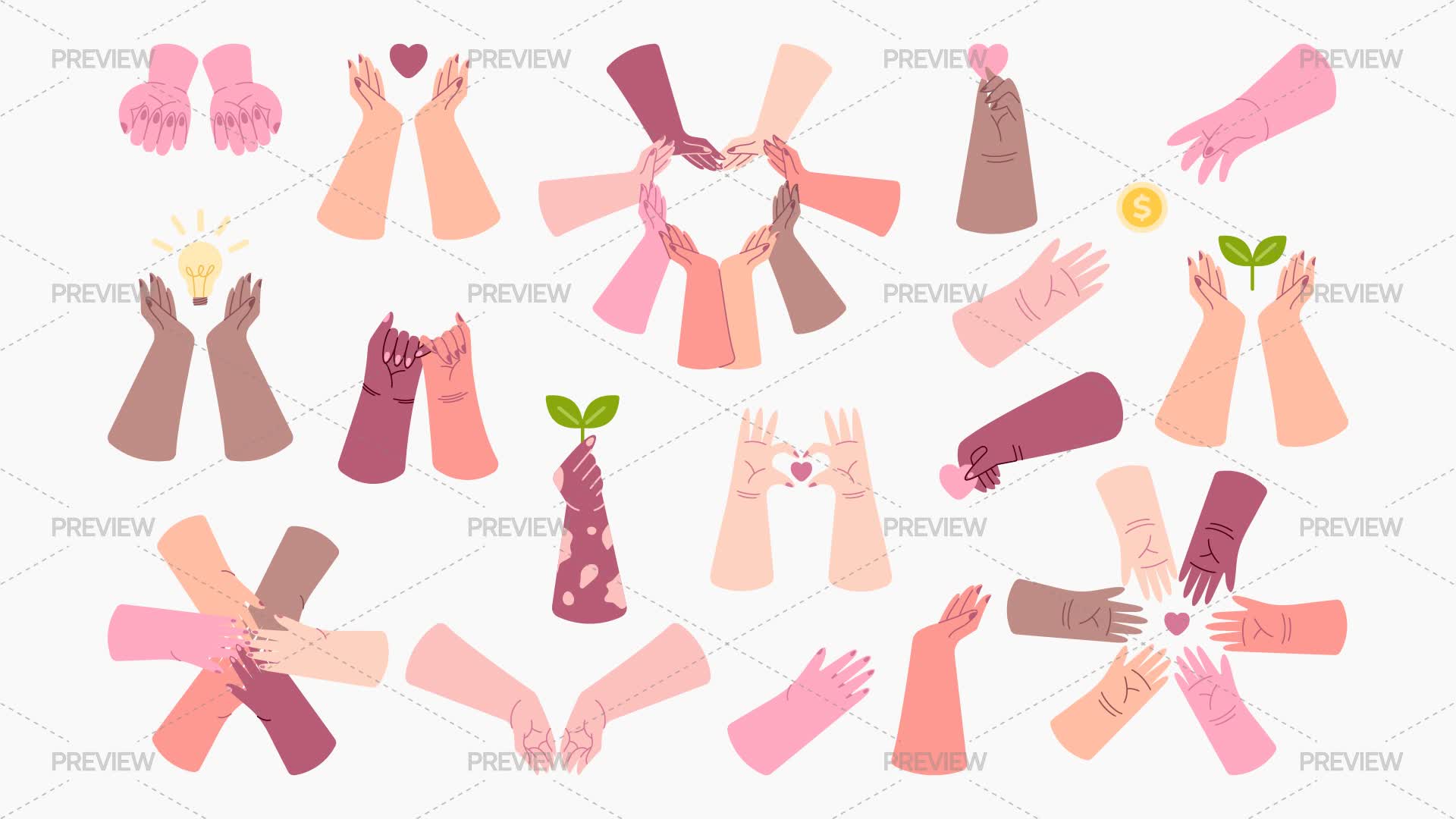 Getting And Giving Graphics Giving And Care Hand Gestures by MuravjovaDesign - Graphics | Motion Array