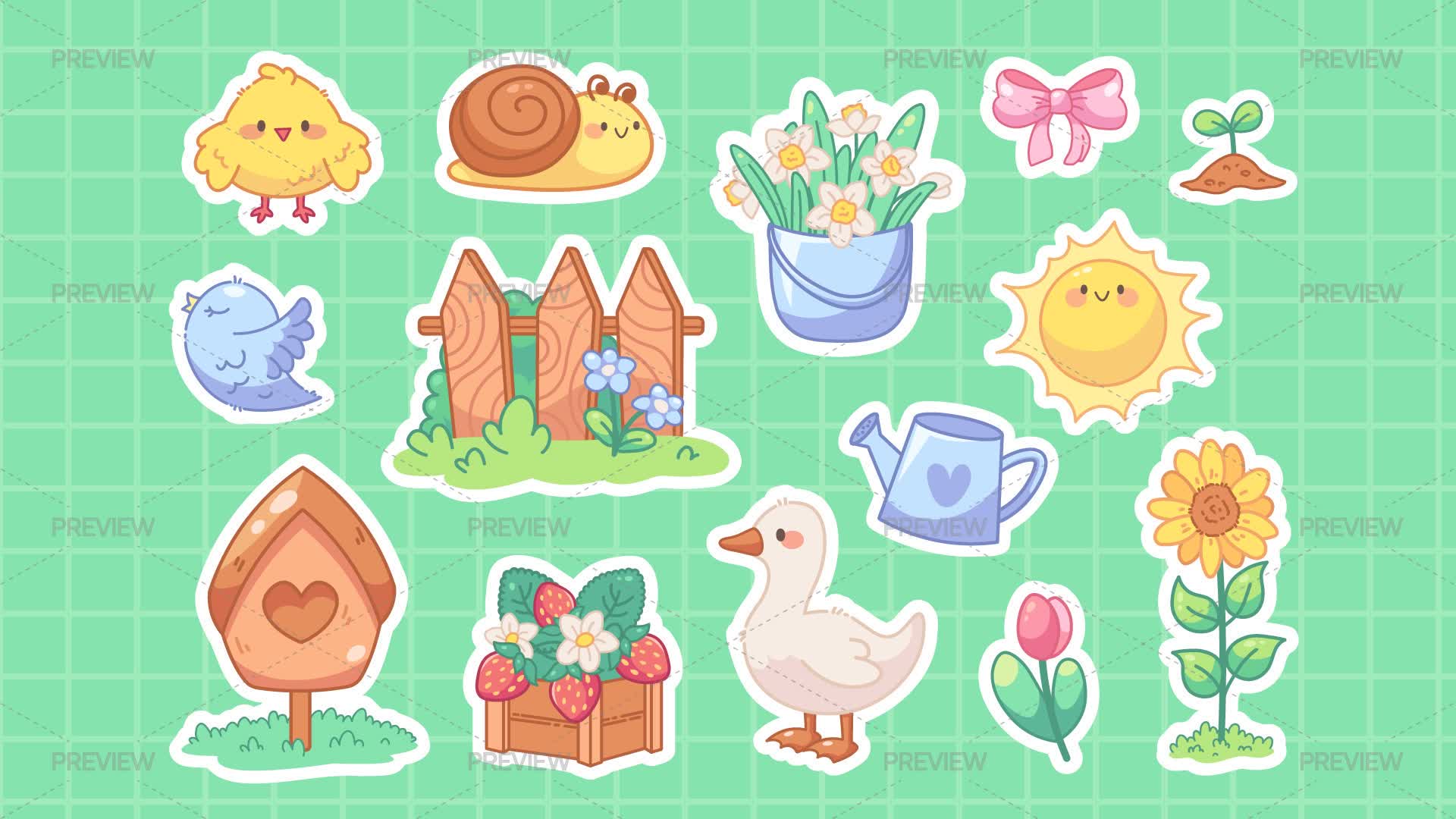 Spring Nature Stickers by so.ni.ka - Graphics | Motion Array