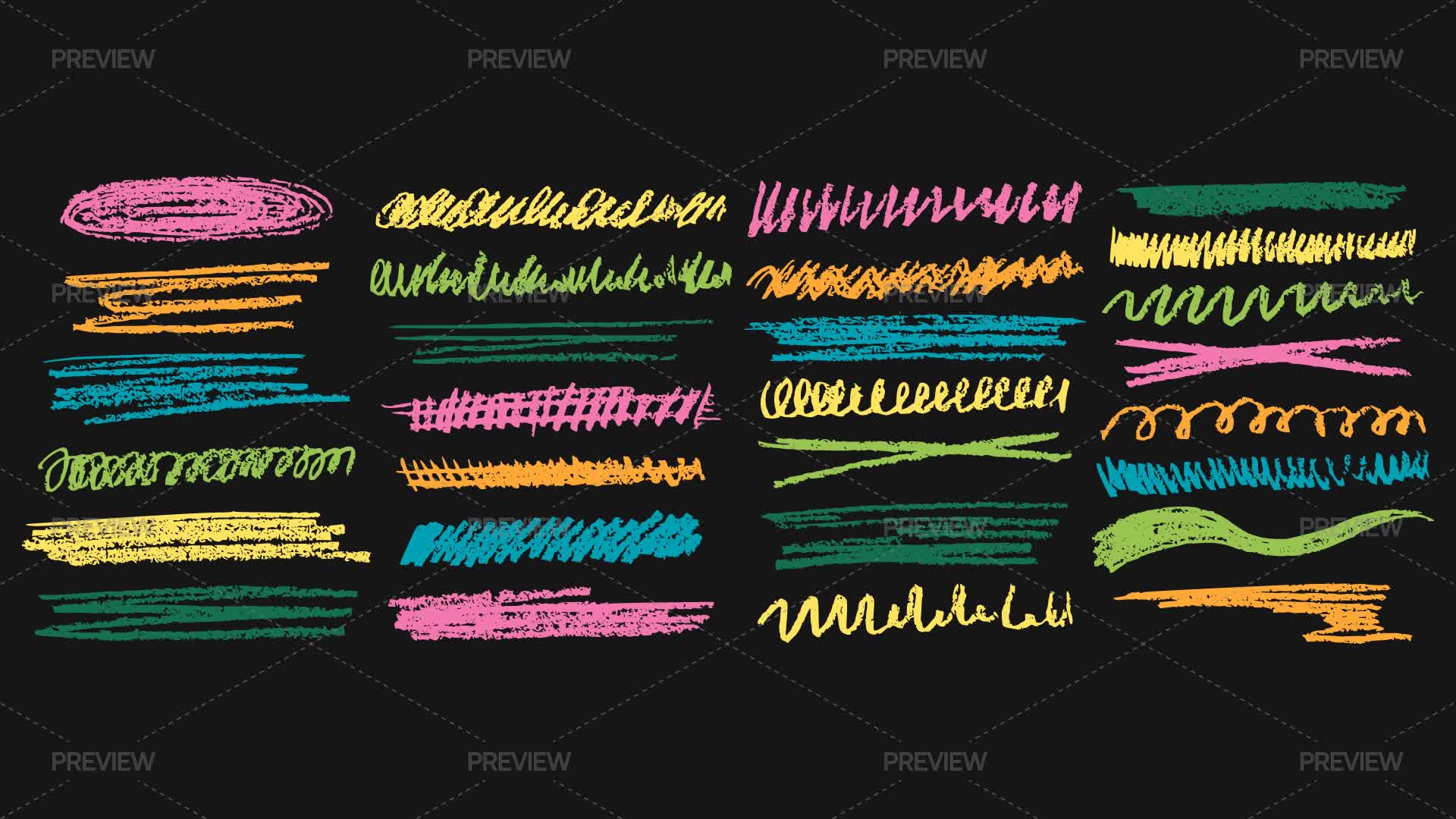 Crayon Array Colorful Crayon Scribbles by yuliashahraeva - Graphics | Motion Array