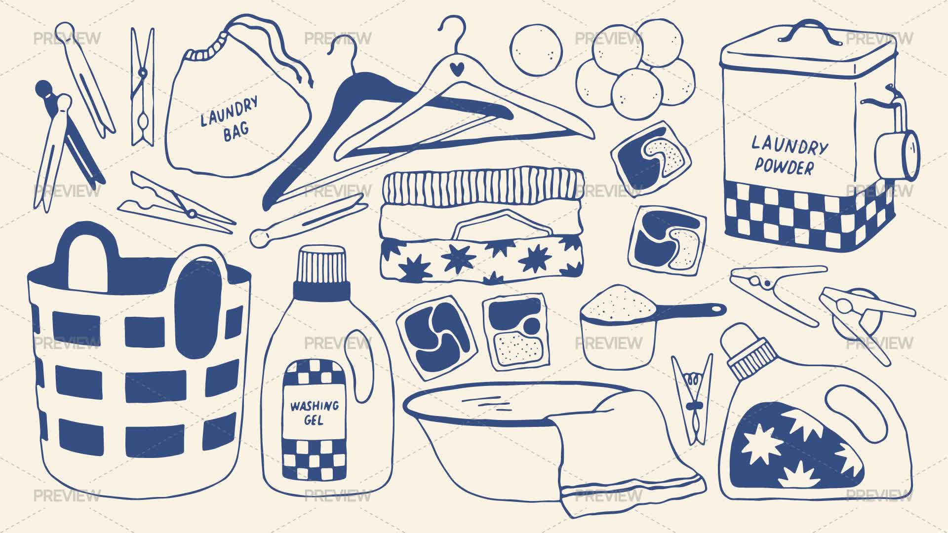 Laundry Tools Graphics Laundry Elements by spirka.art - Graphics | Motion Array