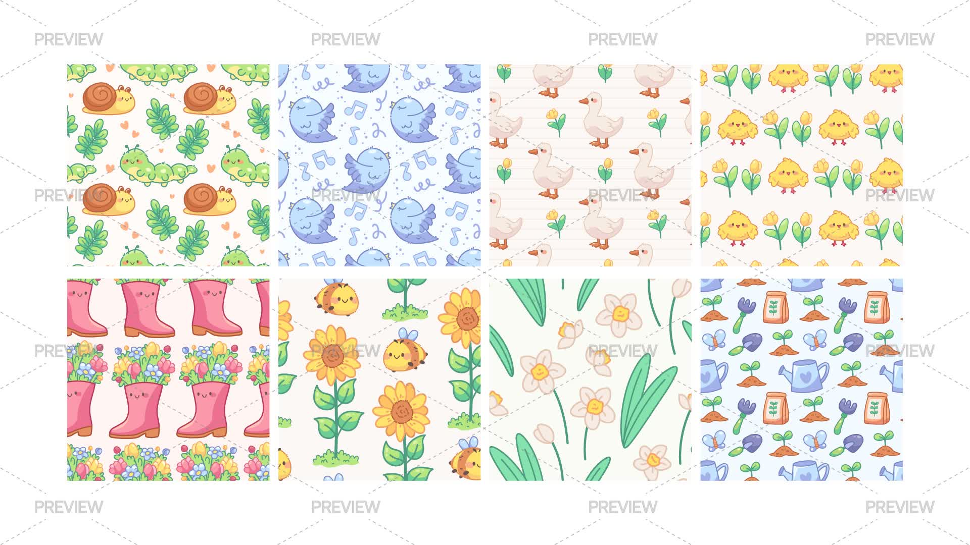 Spring Patterns Non Flower Spring Seamless Patterns by so.ni.ka - Graphics | Motion Array