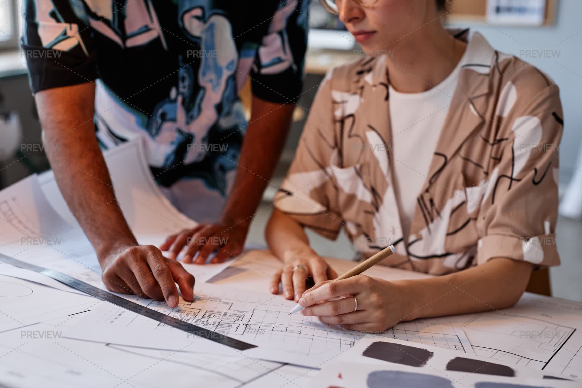 Architects Working On Interior Design by SeventyFour - Stock Photos ...