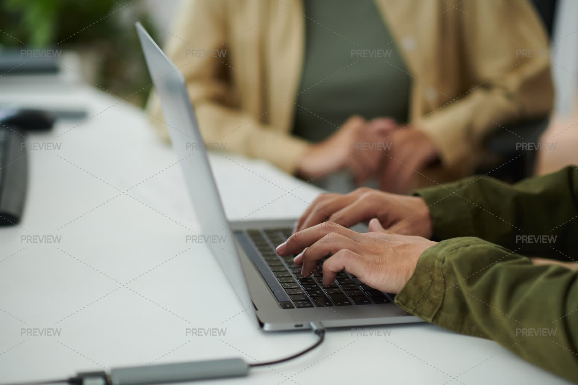 Developer Office Table Developer Working At Office Desk by DragonImages - Stock Photos ...