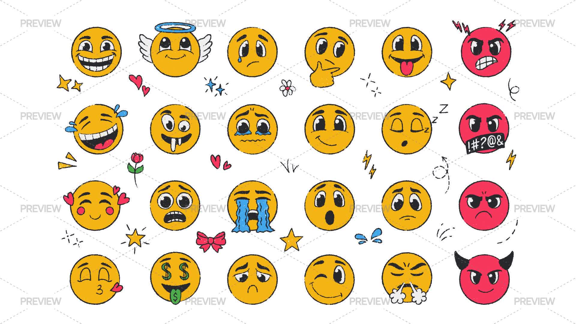 Crayon Emoji Elements by Solovarto - Graphics | Motion Array